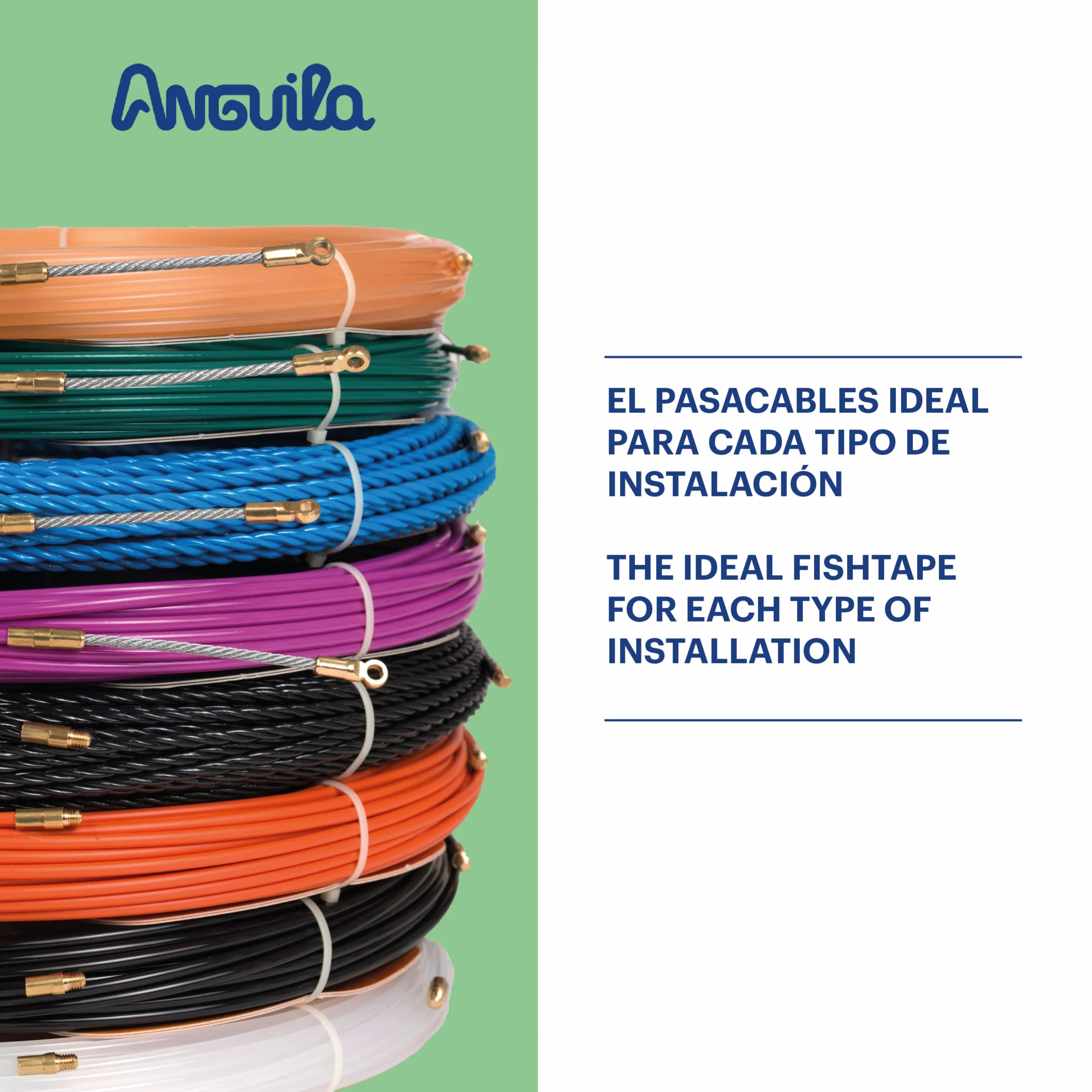 Anguila | Guía Pasacables | Fibra de Vidrio Reforzada + Propileno | Terminales Intercambiables | Color Azul | Diámetro 3mm | 10 Metros