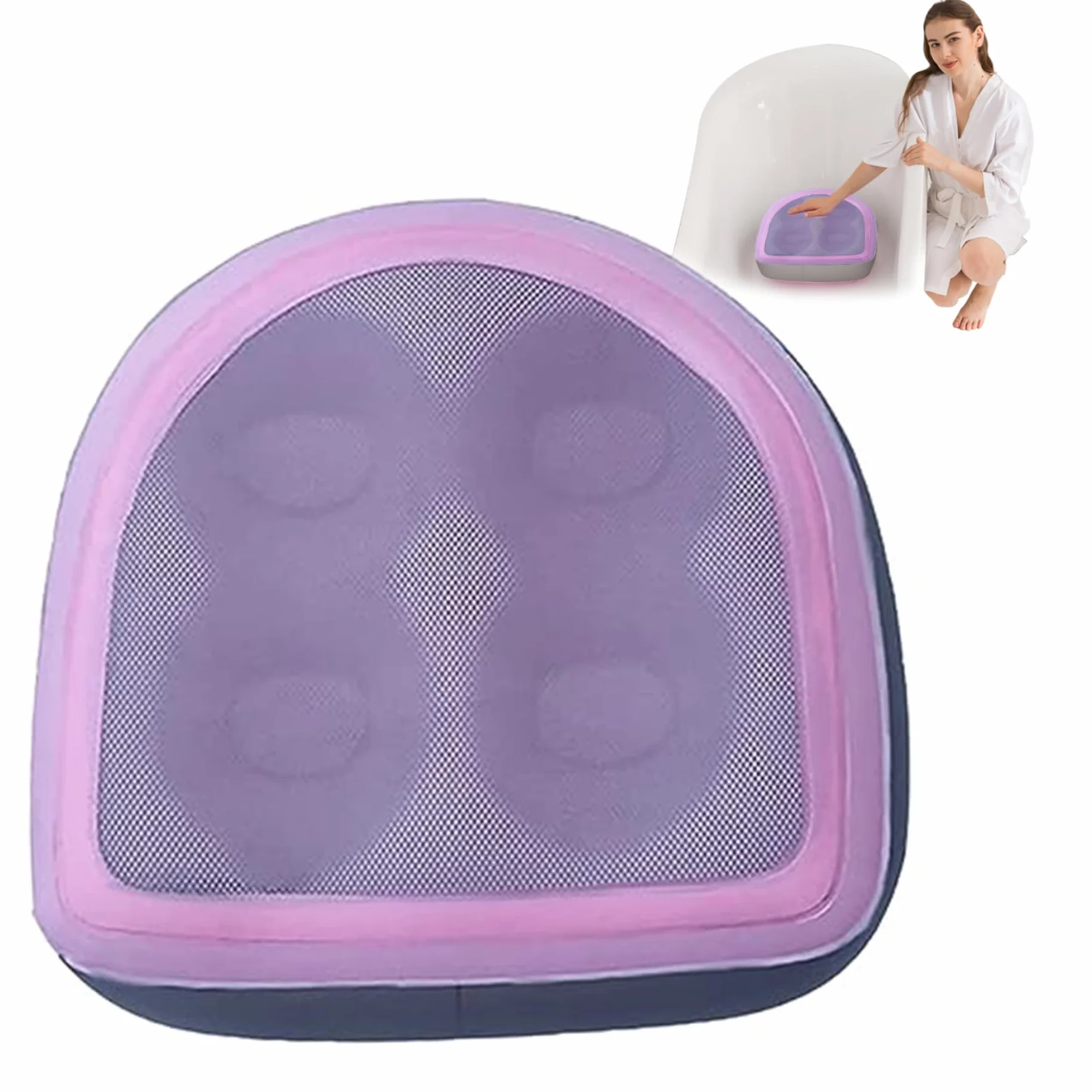 Asiento de refuerzo de bañera de hidromasaje, asiento de bañera de hidromasaje inflable con taza de succión 18.5x14.6x5.9in con 2 en 1 válvula reforzador de piscina de spa reutilizable para adultos