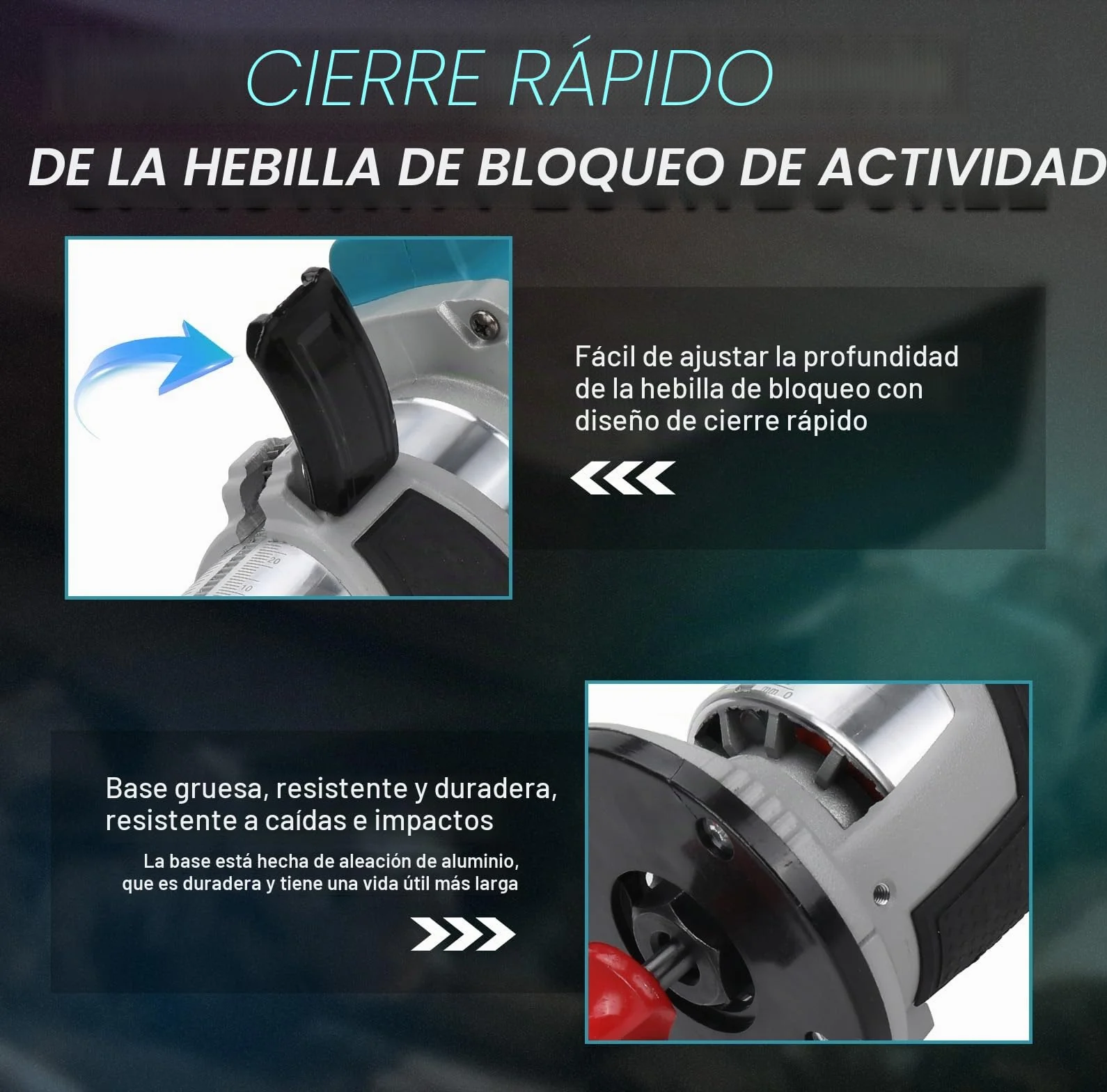 Router inalámbrico compatible con batería Makita 18 V (sin bateríe), recortadora de madera 800 W 6 velocidades, guía recta, rueda guía, 15 brocas fresado, conducto de polvo
