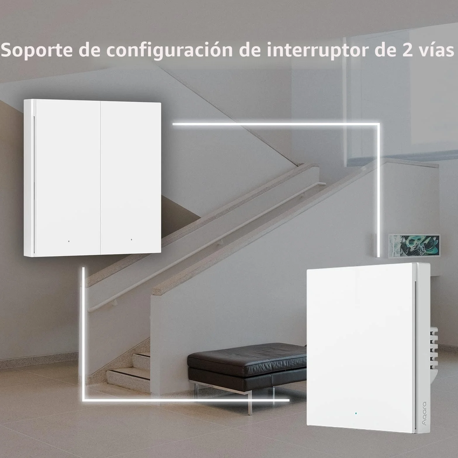 Aqara Interruptor remoto multifunción con conductor neutro ZIgBee Smart Home, compatible con HomeKit, Alexa, Google Assistant estándar europeo, fácil montaje, color blanco