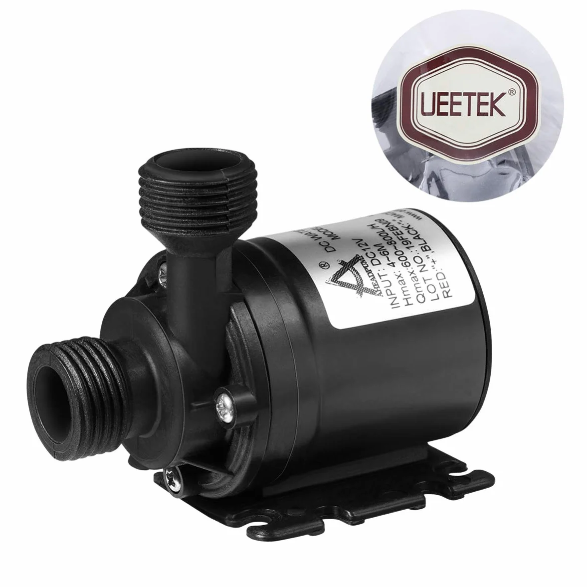 UEETEK Bomba de agua sumergible CC 12 V, 800 L/H, 5 m, sin escobillas para pozos, sistema de circulación de agua