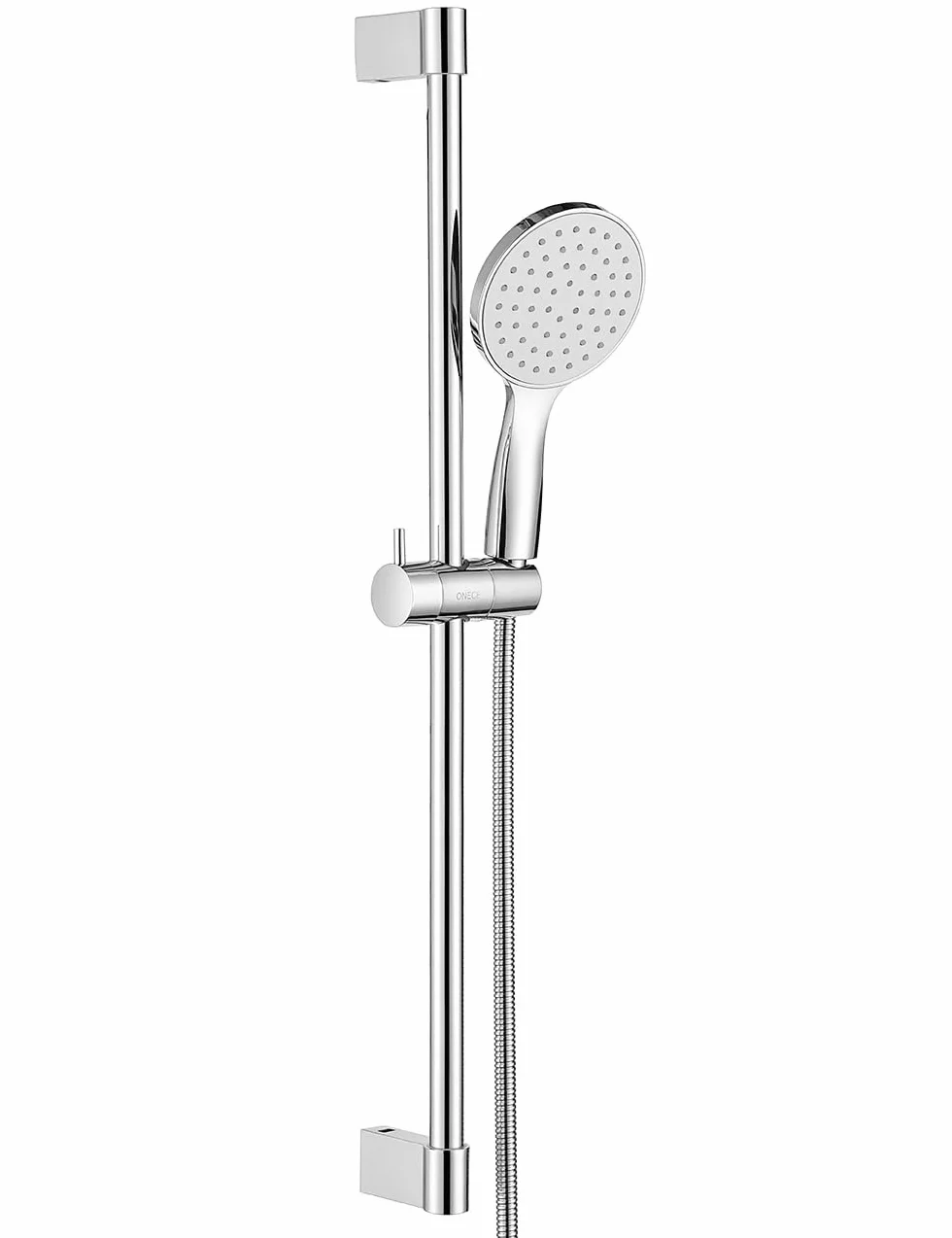ONECE Barra de Ducha Acero Inoxidable 75 cm, Columna Ducha Sin Grifo | Lnstalación Ajustable, Soporte de Cabezal de Ducha Ajustable, Ducha de Mano y Manguera, Cromo