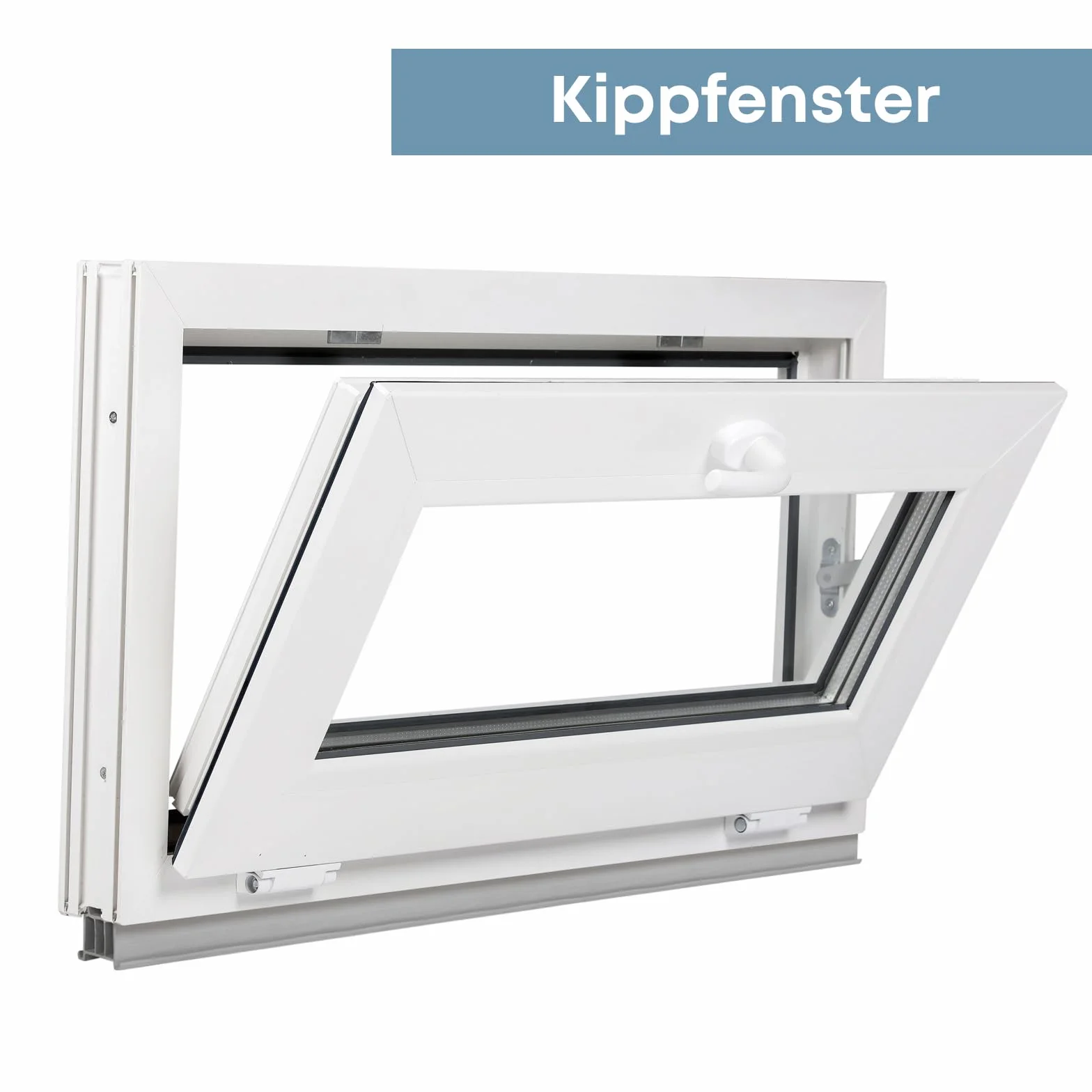 Ventana de plástico prémium de Komforta – basculante, color blanco, 1150 x 400 mm – Ventana de garaje/cobertizo de jardín, doble función de inclinación, ventana y sótano