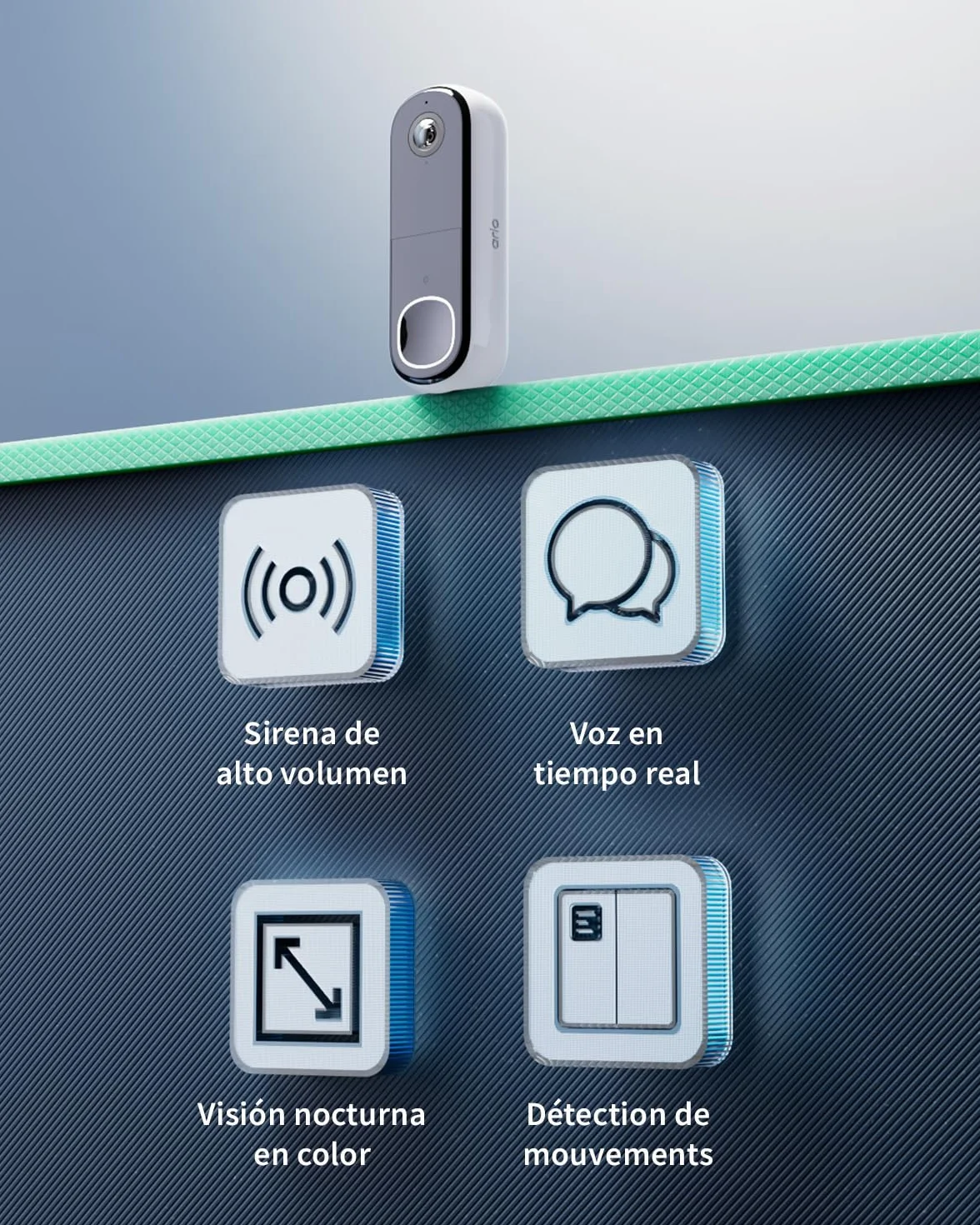 Arlo Essential FHD Videoportero WiFi, Cámara Exterior con Timbre, Detector de Movimiento, Visión Nocturna, Audio Bidireccional, Blanca