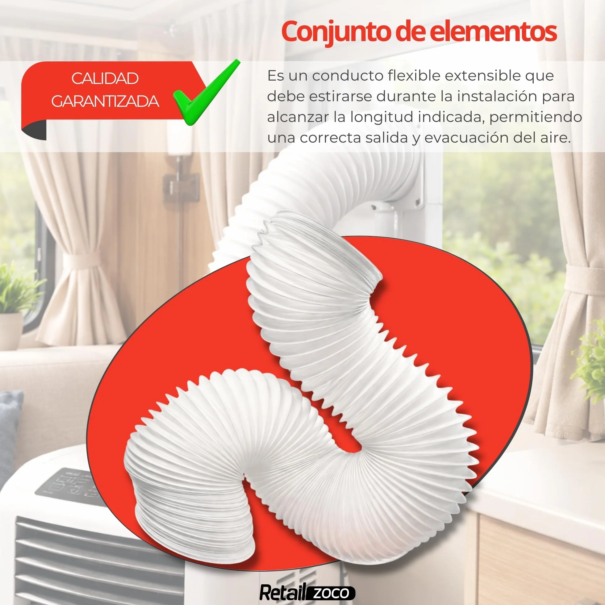 TECHZOCO Tubo de ventilación flexible, Conducto salida aire, Manguera de extracción de aire, Tubo Acondicionado Portátil, Apto Secadora, No es rígido, 6 Metros Largo x 10 cm diámetro