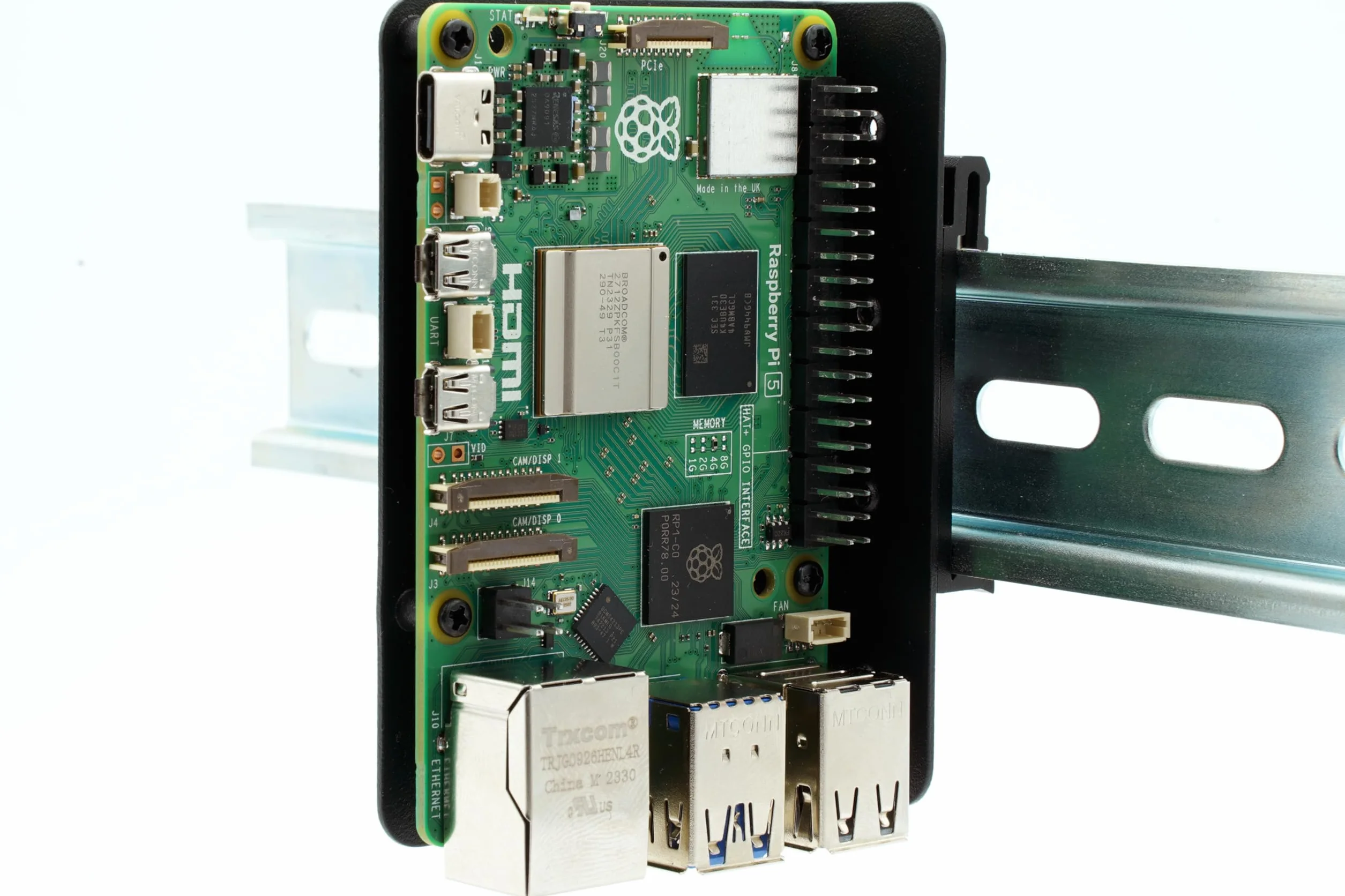 KKSB Cases Raspberry Pi - Soporte para carril DIN compatible con Raspberry Pi 5, 4B, 3B y otros SBC con el mismo patrón de agujeros de tornillo, acero con recubrimiento en polvo, 6 posiciones de