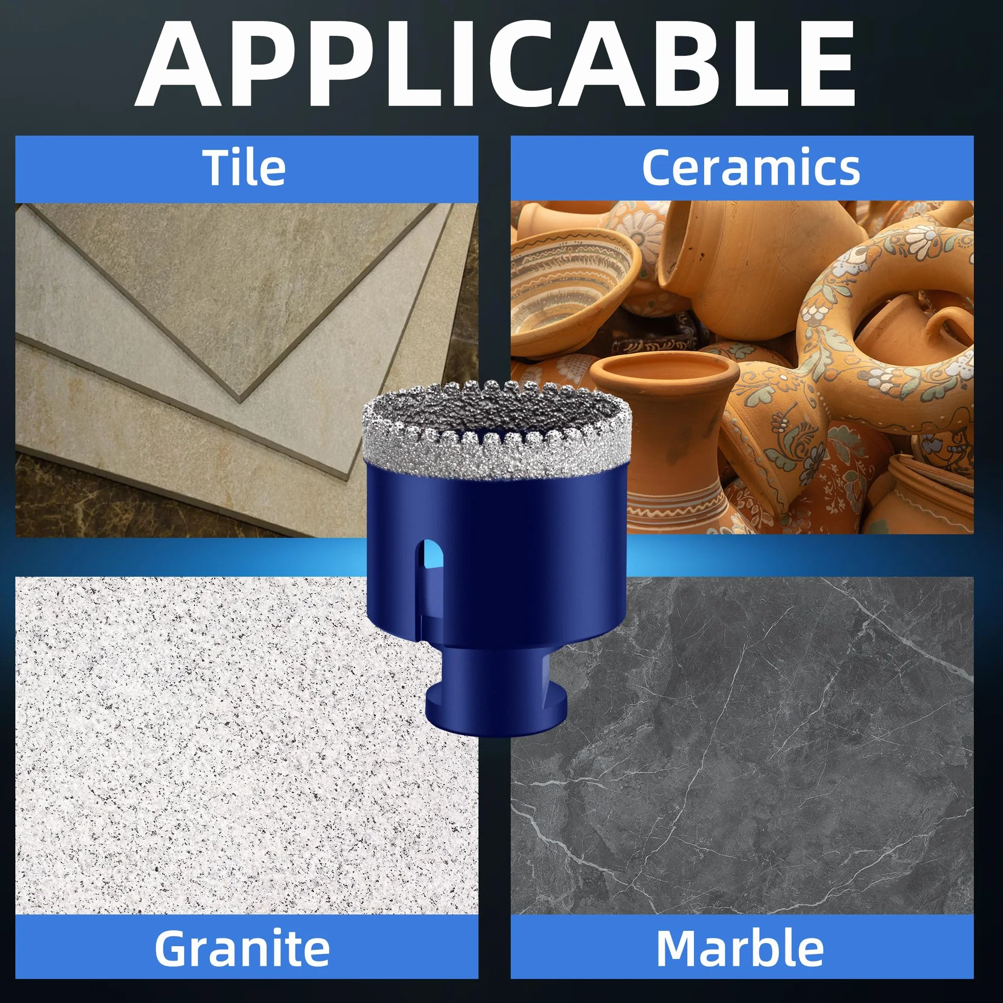 Broca de Diamante 125mm Sierra Perforadora de Diamante Broca para Azulejos para Porcelánico Cerámica Mármol Granito Piedra, para Amoladoras Angulares (M14 Rosca)