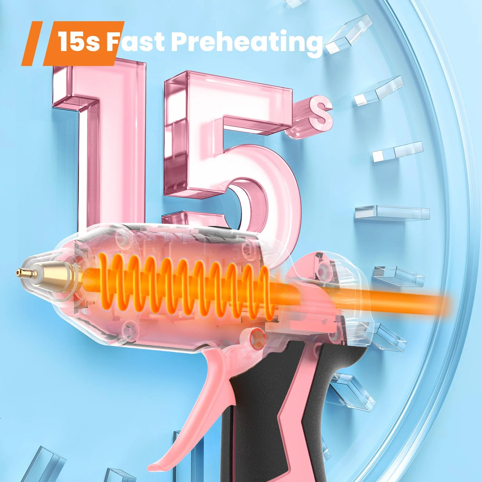 GoGonova Pistola de pegamento caliente inalámbrica 4V GT01002131 Rosa, Inalámbrica, 5W, 4V DC, 5Ah, 15s, 180min, USB Type-C, 25 barras de pegamento, Papel, Algodón, Plástico