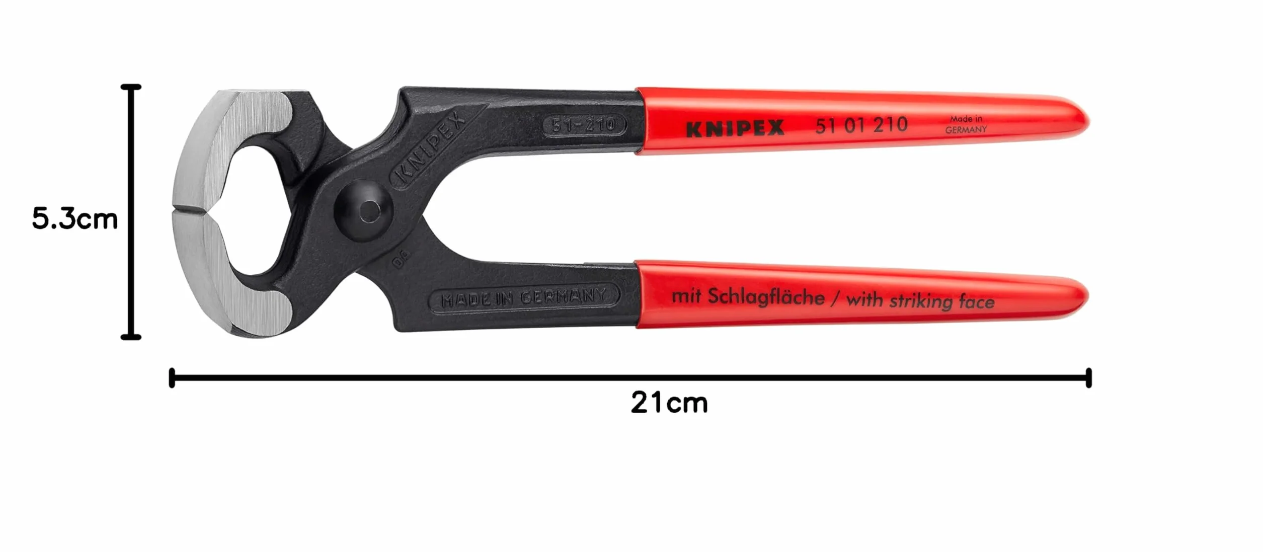 KNIPEX Tenaza para carpintero recubiertos de plástico 210 mm, 51 01 210