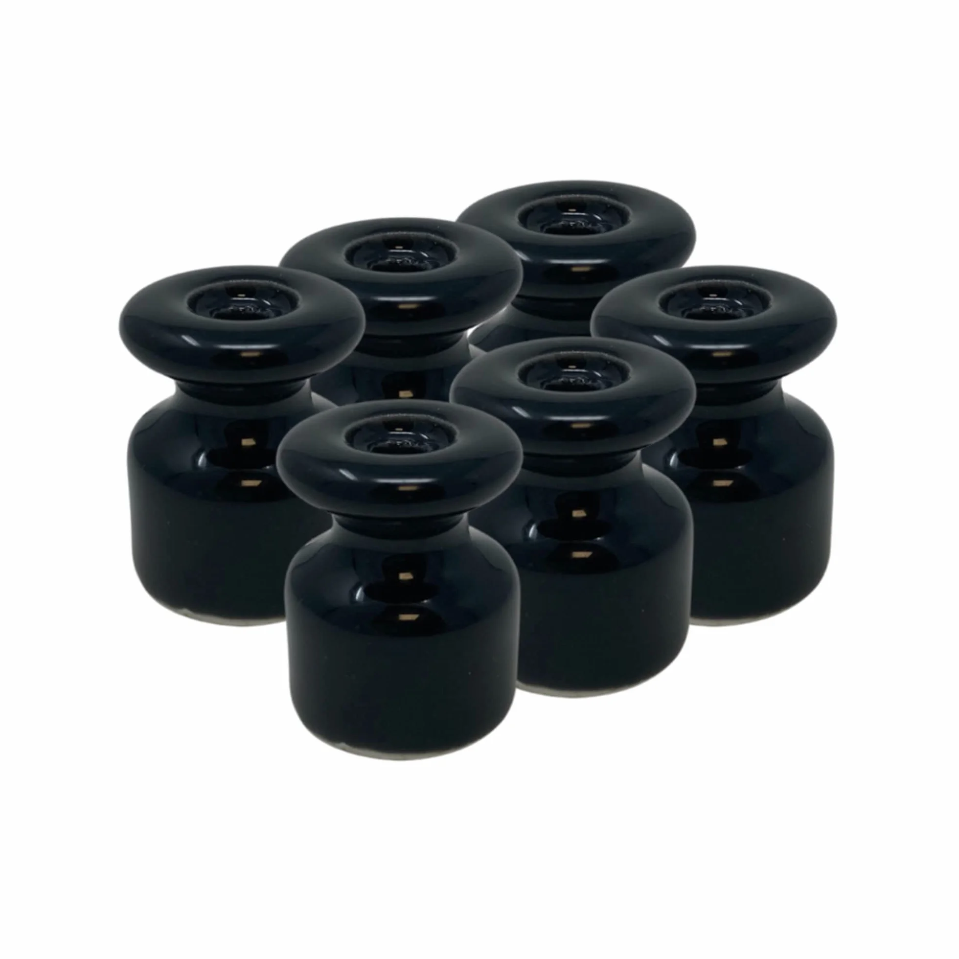 Pack 6 Aislantes de Porcelana Artesanal Negro para Cable Trenzado | Soporte Eléctrico Estilo Vintage | Instalación en Pared o Techo | Aisladores Cerámicos para Seguridad de Cables Eléctricos