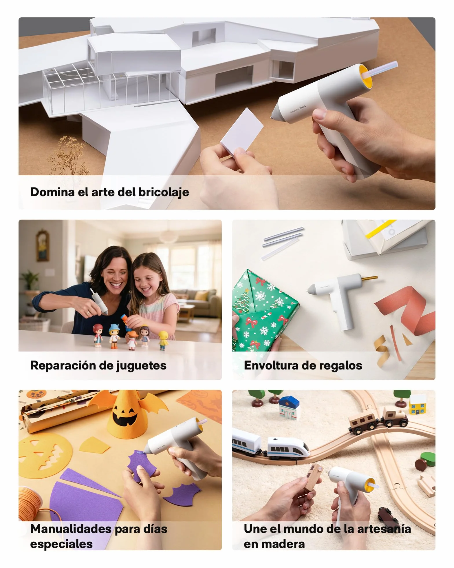 HOTO Pistola de Silicona Caliente,Pistola Pegamento Caliente Calentamiento Rápido 30S, 3000mAh Batería Recargable por USB-C,Con 40PCS Barras,Para Bricolaje Arte,Empaques,Reparaciones y en El Hogar