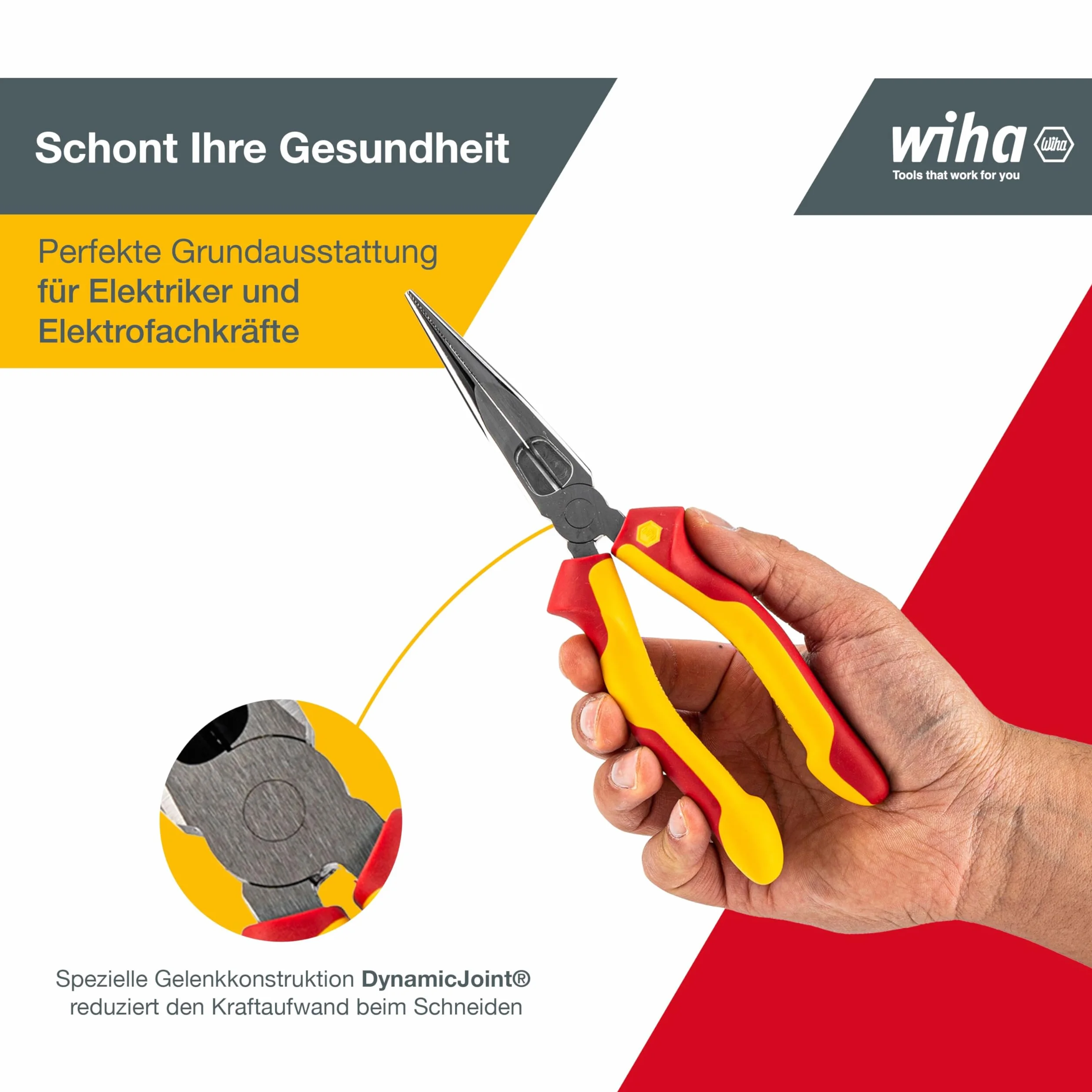Wiha Alicates de boca semi-redonda Professional electric con filo de corte, con forma recta 200 mm, 8" (27423)