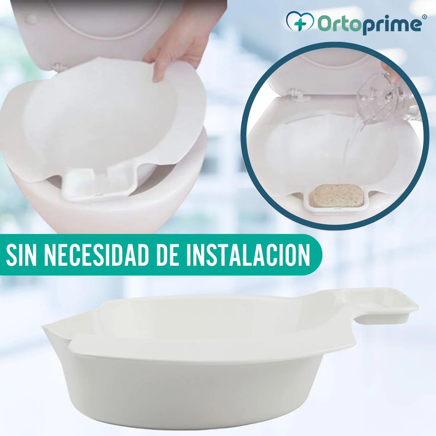 OrtoPrime Bidet Portátil Wc | Bidé Sanitario Acoplable al Inodoro | Medidas Universales: 40 x 37 x 11 Centímetros | Peso soportado 120 Kilogramos