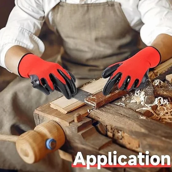 50 Pares Guantes de Trabajo,Guante Trabajo Hombre y Mujer,Guantes Recubrimiento de Naylon PU,Guantes Antideslizantes,Guantes Jardineria,Guantes para Industria Protección Mecánica e Industrial