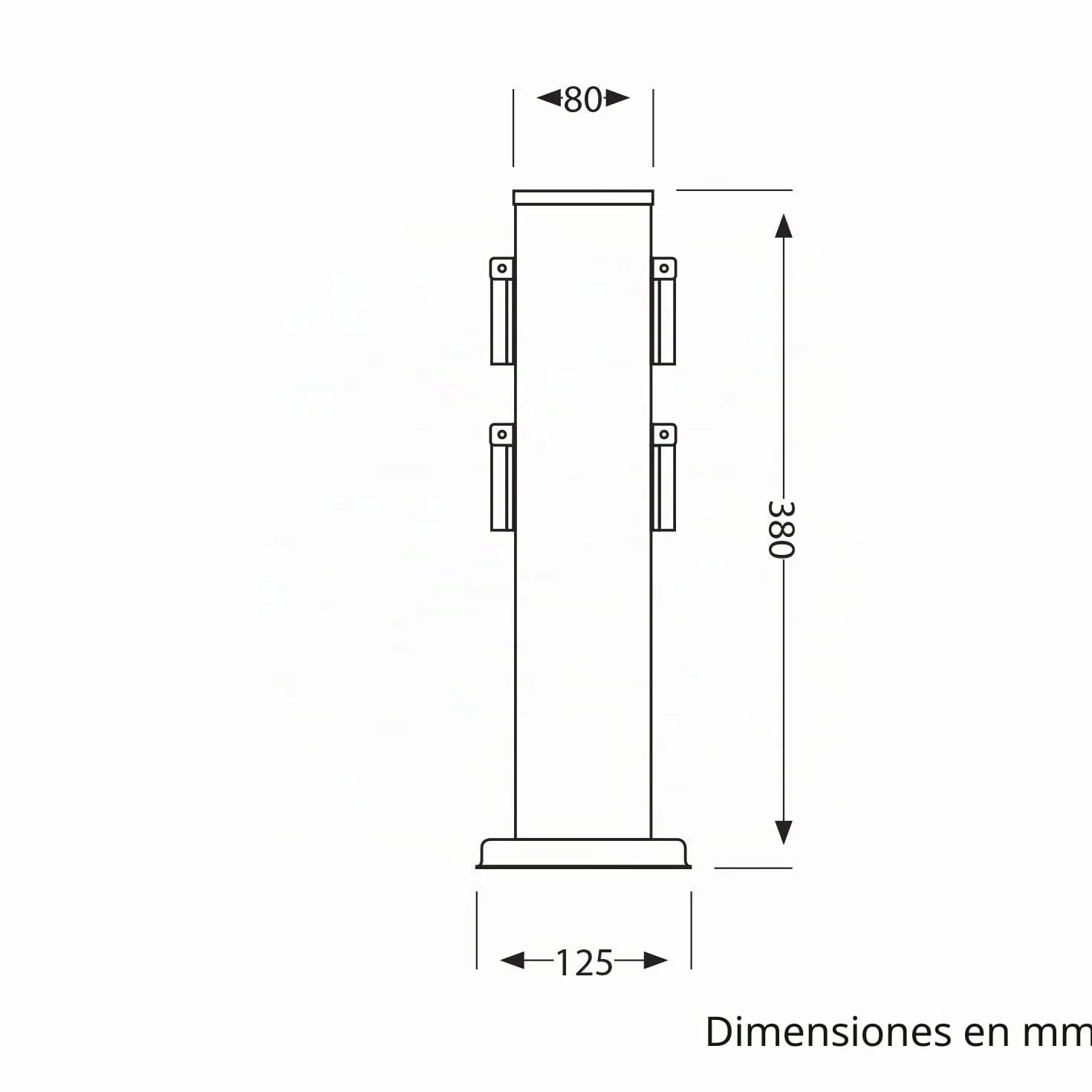 ledscom.de Zócalo de jardín Columna Polly para Exterior, IP44, 4 vías, Acero Inoxidable, Blanco, Cuadrado, 40 cm
