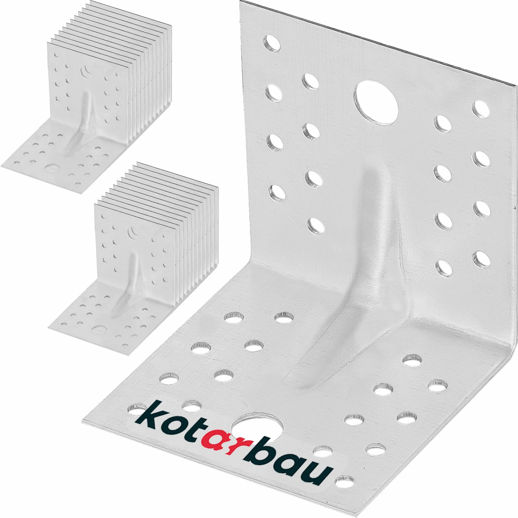 KOTARBAU® 25 Pezzi Conectores En Ángulo - Acero Galvanizado - 80 x 80 x 80 mm - Plata - Escuadras Metálicas - 90 Grados - Escuadras Para Madera - Fácil Montaje - Resistente A La Corrosión