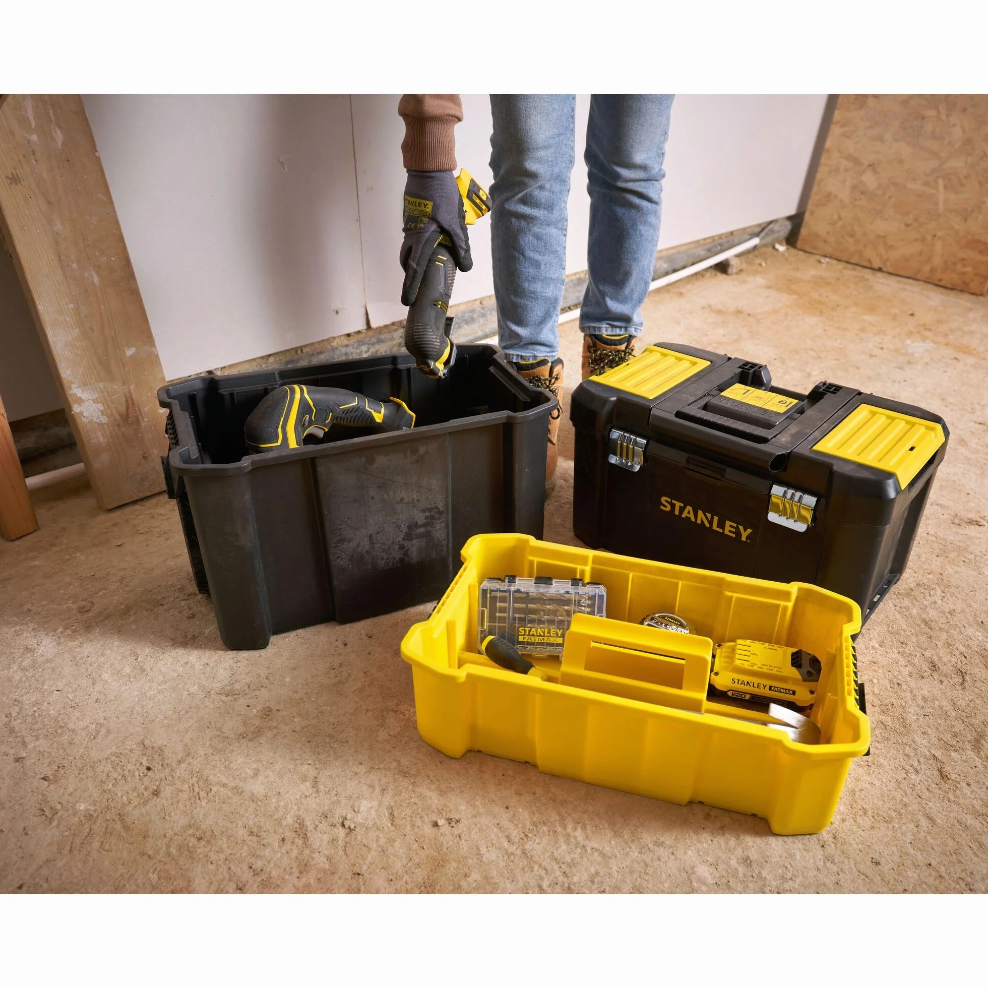 STANLEY Caja de Herramientas Rodante Esencial, Taller Móvil 3 en 1 con Unidades Apilables, Solución Portátil para Herramientas, STST1-80151.