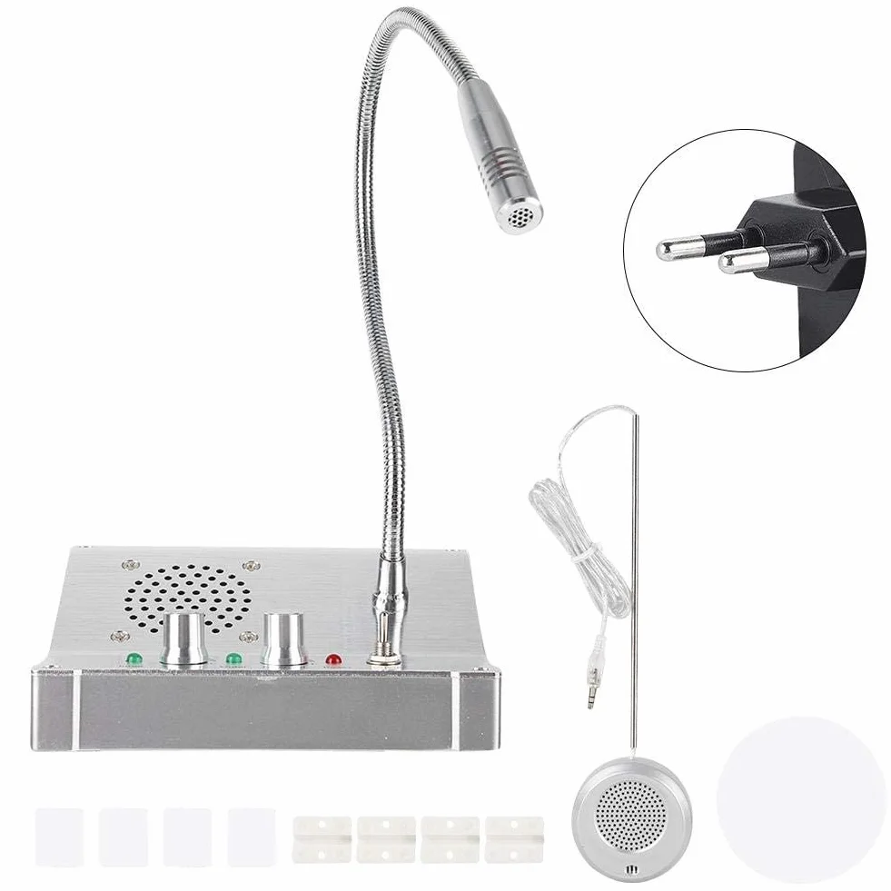 Sistema de Interfono de Doble Vía, Sistema de Intercomunicador de Dos Ventanas para Mostrador para Banco/hospital/taquilla, Antiinterferencia, Reducción Automática de Ruido