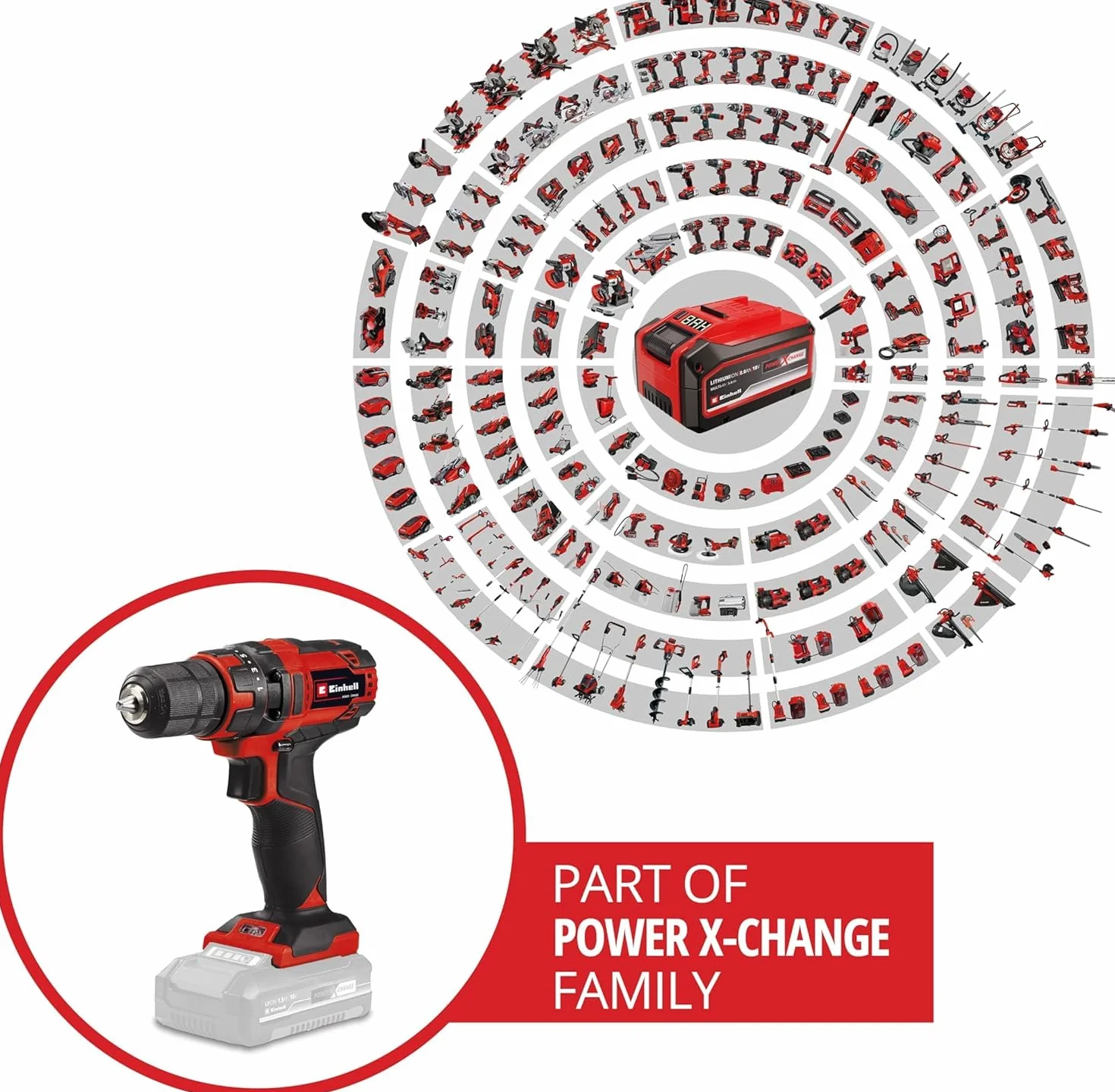 Einhell TC-CD 18/35 Taladro/destornillador inalámbrico Li - Solo Power X-Change (iones de litio, atenuador electrónico, iluminación LED, sin batería ni cargador) Rojo, Negro