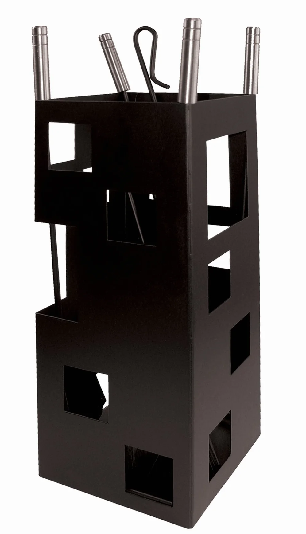 Imex El Zorro 10098 - Juego para chimenea, cuadrado (inox, 50 x 20 x 20 cm) útiles color negro