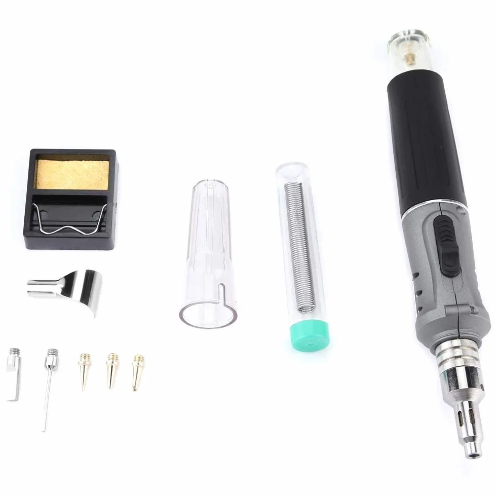 Soldador de gas, MAGT HS-1115K 10 en 1 Butano Soldador de gas Cola transparente Kit de antorcha de soldadura inalámbrico portátil