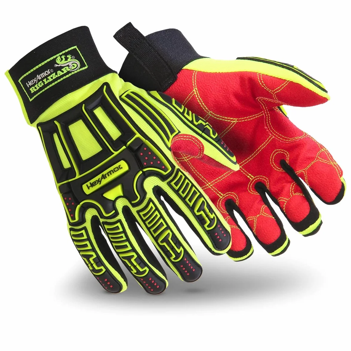 HexArmor Rig Lizard 2021X Hi-Vis Guantes de trabajo resistentes a los impactos, XS