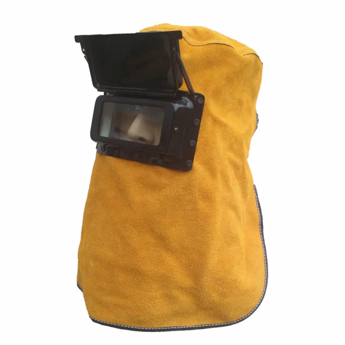 Casco de Soldadura con Pantalla de Soldar y Oscurecimiento Automático, Máscara de Soldadura Ergonómica de Cuero de Vaca Plegable con Ajuste de Tamaño para Corte y Molienda