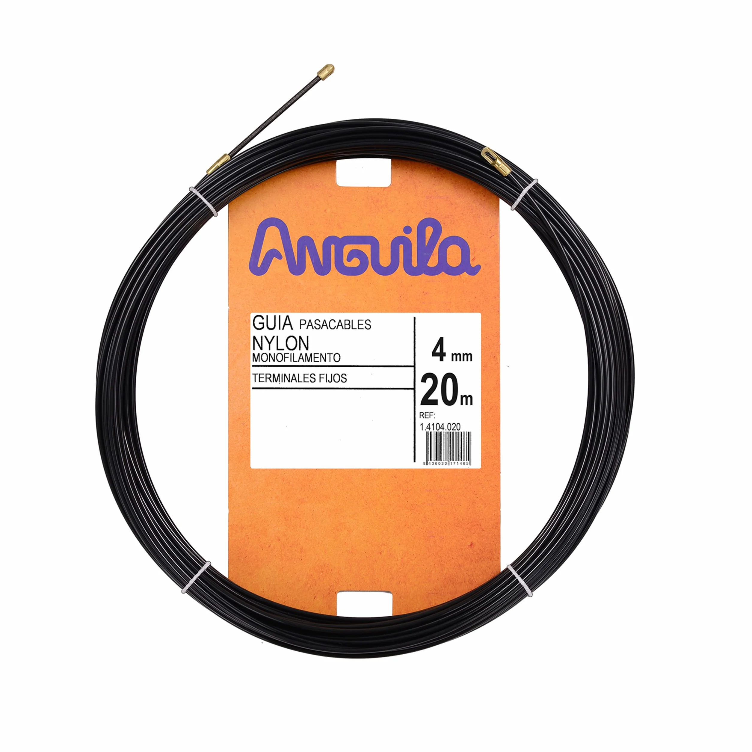 Anguila | Guía Pasacables | Terminales Fijos | Monofilamento | Nylon | Color Negro | Diámetro 4mm | 20 Metros