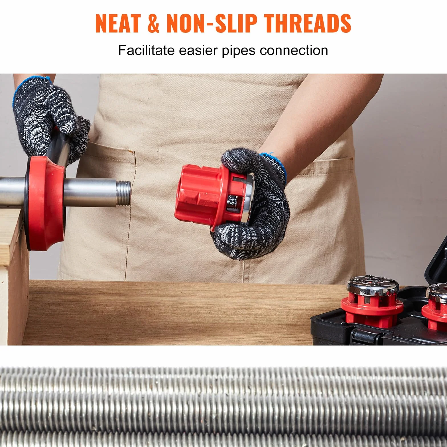 VEVOR Kit de Roscado de Tuberías con Trinquete 1/2", 3/4", 1" NPT Juego de Matrices de Fontanero Portátil 3 Matrices NPT Estuche de Almacenamiento para Tubos de Aluminio Galvanizado Hierro Cobre