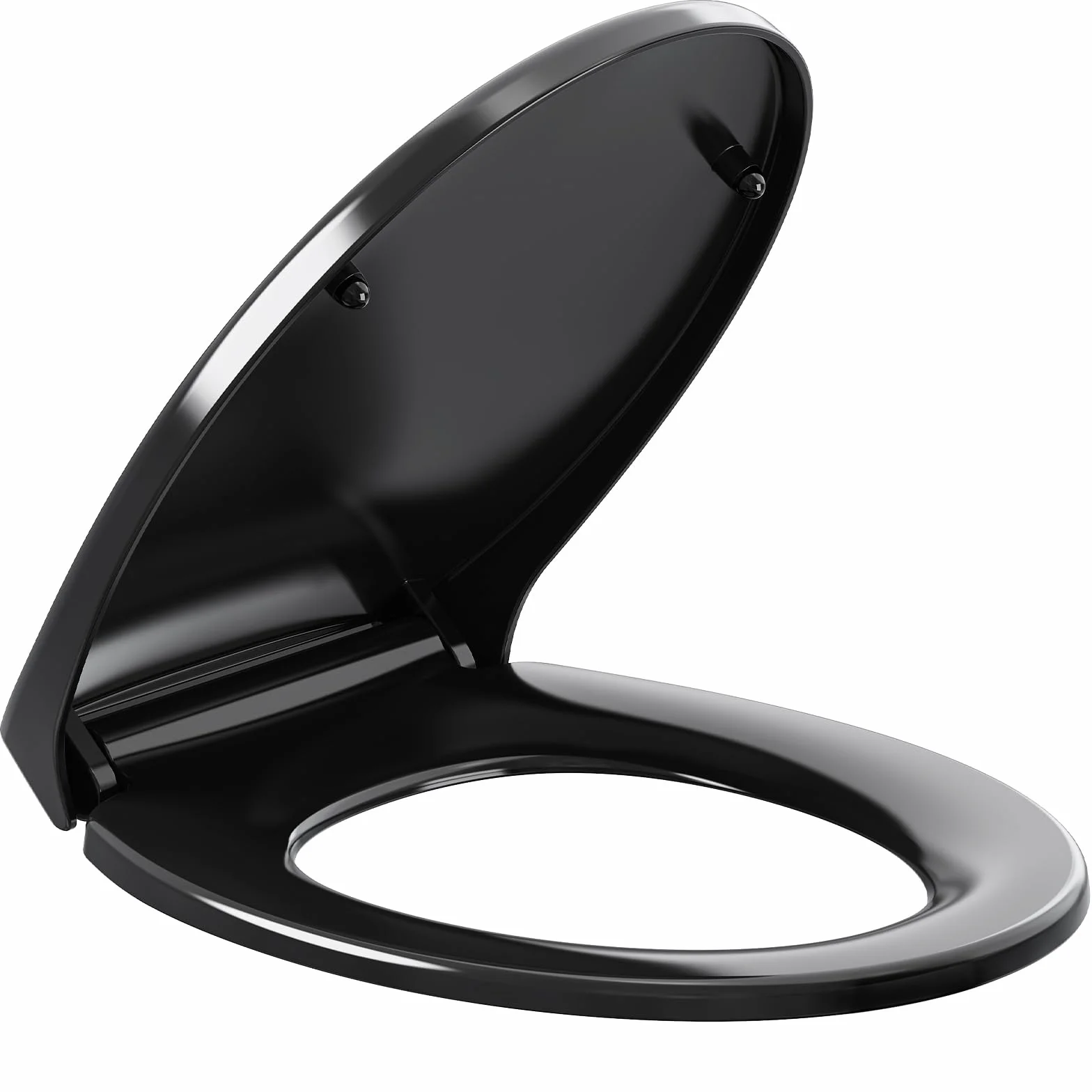 Pipishell Asiento de Tapa wc, Tapas WC de inodoro con cierre suave Tapa WC de universel con un Botón de Liberación Rápida, Top Fixing O-Shaped (Negro)