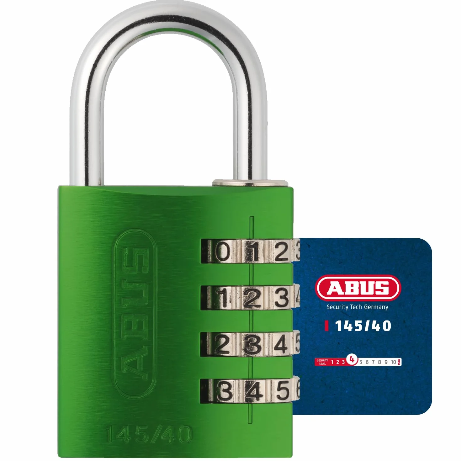 ABUS Candado de combinación 145/40 verde - candado para maletas, taquillas y mucho más - candado de aluminio - código numérico personalizable - nivel de seguridad ABUS 4