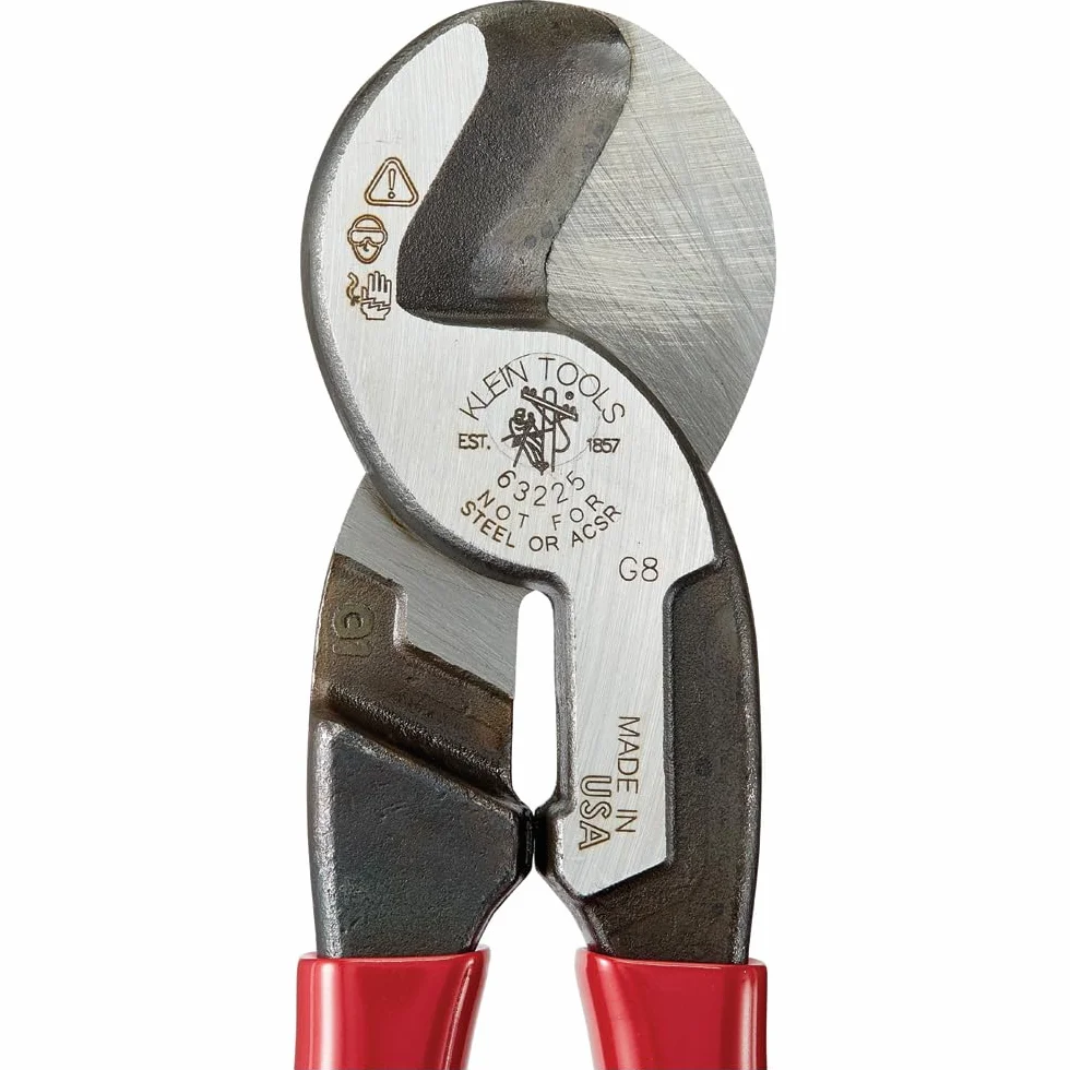 Klein Tools 63225 - Cortador de cable, 9 pulgadas de alto apalancamiento para cables de aluminio, cobre y comunicación