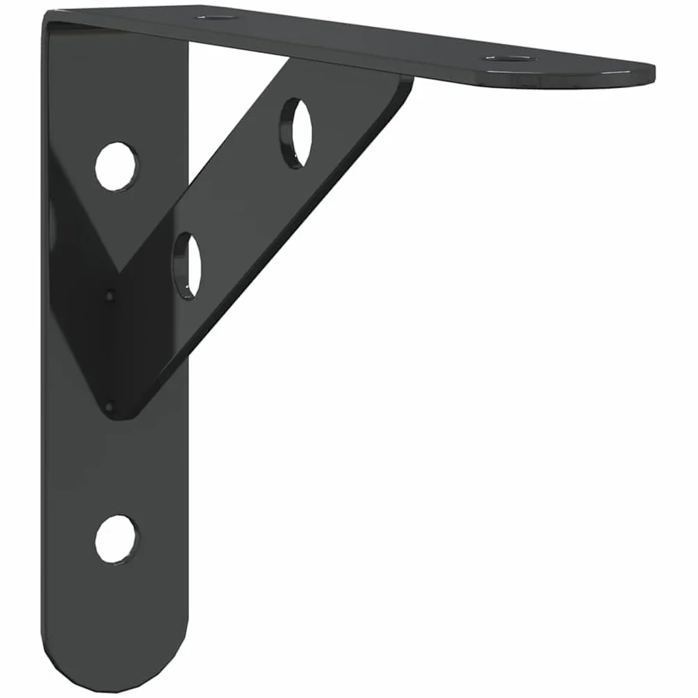 4 soportes para estanterías, 15 x 2,5 x 11,5 cm, acero inoxidable negro, 3 mm de grosor, 50 kg de carga, para estanterías de pared DIY, soportes robustos para estanterías, estanterías de