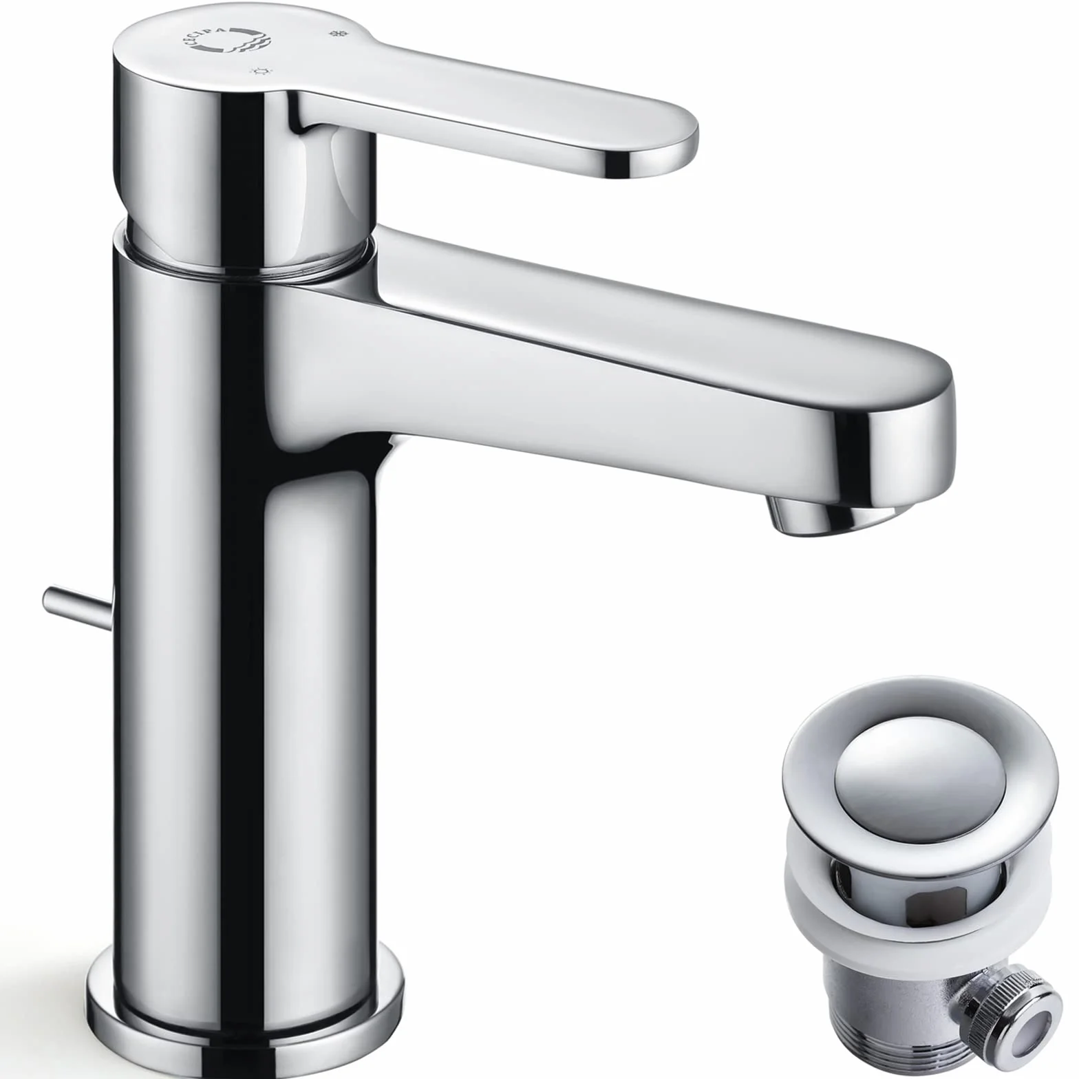 Grifo de Baño Con Barra de Tracción, CECIPA Grifo Lavabo Sencillo, Grifo Baño Cromado, Altura del Caño 112mm, Grifo Monomando Lavabo de Latón, Grifo de Lavabo Diseño Clásico | Grifo monomando para baño, grifo mezclador para lavabo, ahorro de agua