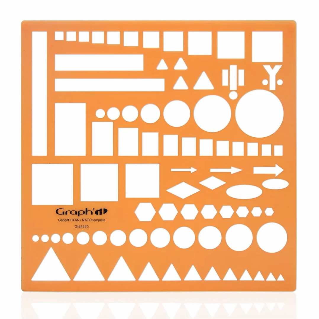 GRAPH'IT Plantilla OTAN - Normógrafo traza símbolo para mapa y esquema, GI42440, Naranja