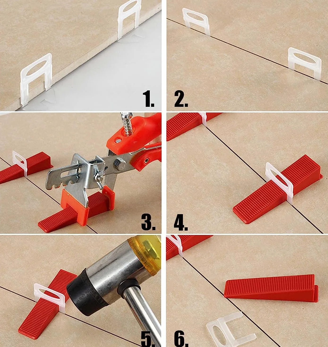Sistema de nivelación de azulejos,400 lengüetas de1.5 mm, 100 piezas reutilizables cuñas y 1 alicate de instalación, güetas para azulejos con un grosor de 3 a 12 mm.
