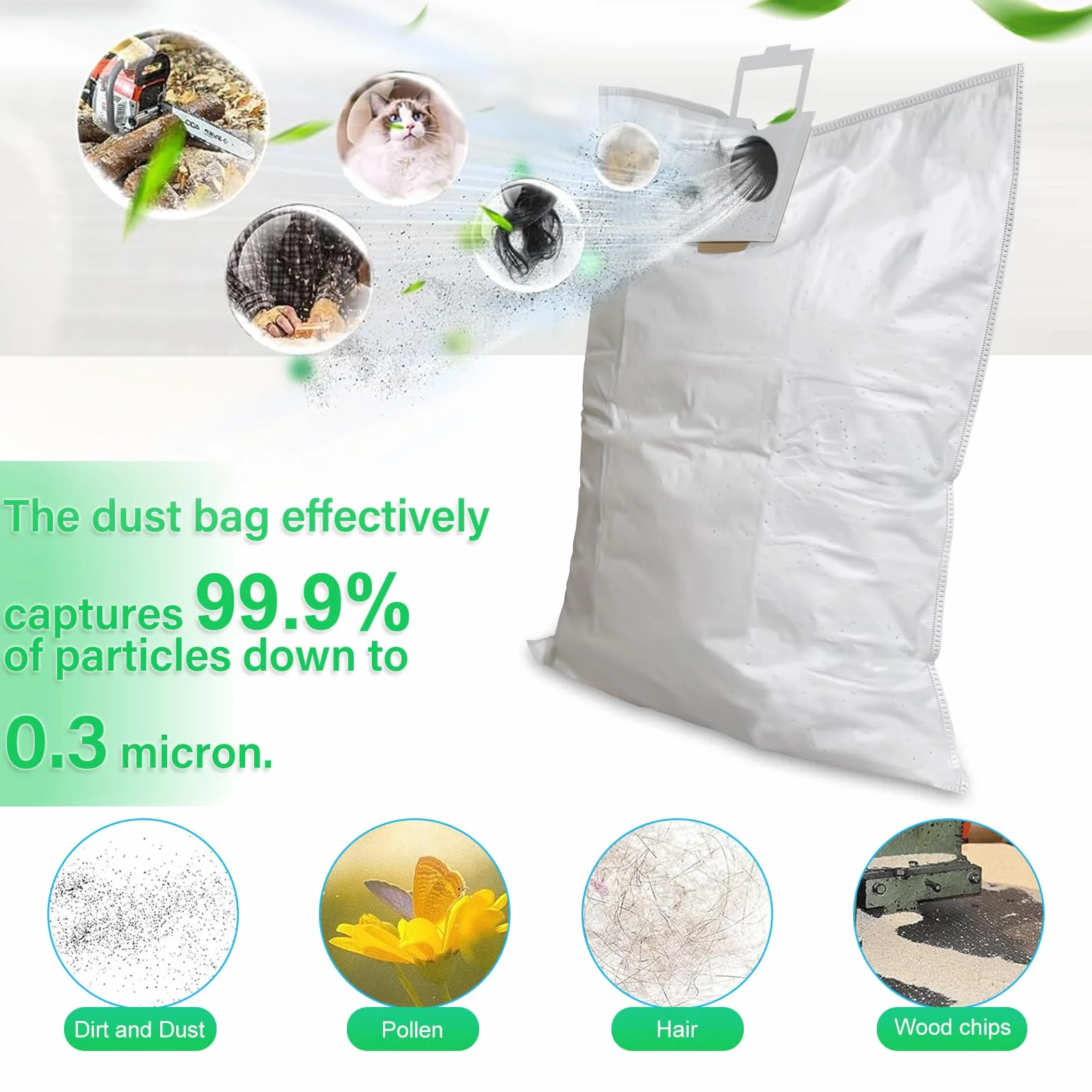 Paquete de 10 bolsas de filtro 496186 para Festool CT 36/CTM 36E/CTL 36E Cleantec Series | Bolsa de polvo para aspiradora Festool SC FIS-CT 36/5, bolsas desechables y de gran capacidad para extractor de polvo Festool