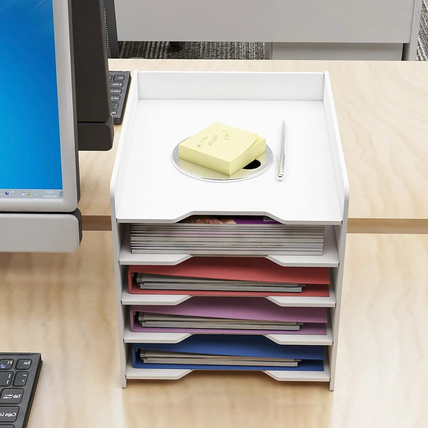 PUNCIA Archivador de Documentos A4 5 Bandejas PVC Escritorio Organizador de Archivos