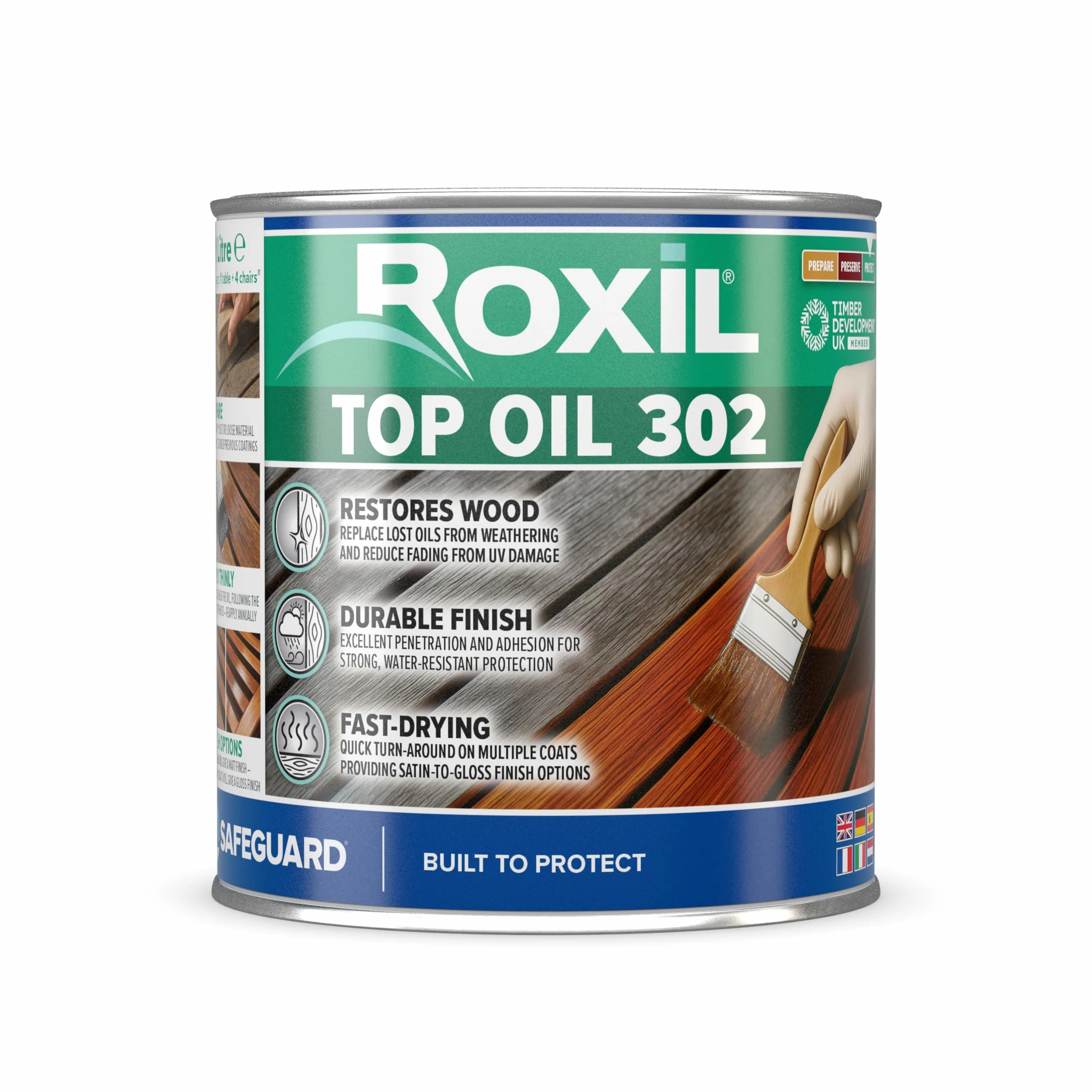 Roxil® Aceite de Madera Exterior 302 |1 Litro| Barniz resistente para madera