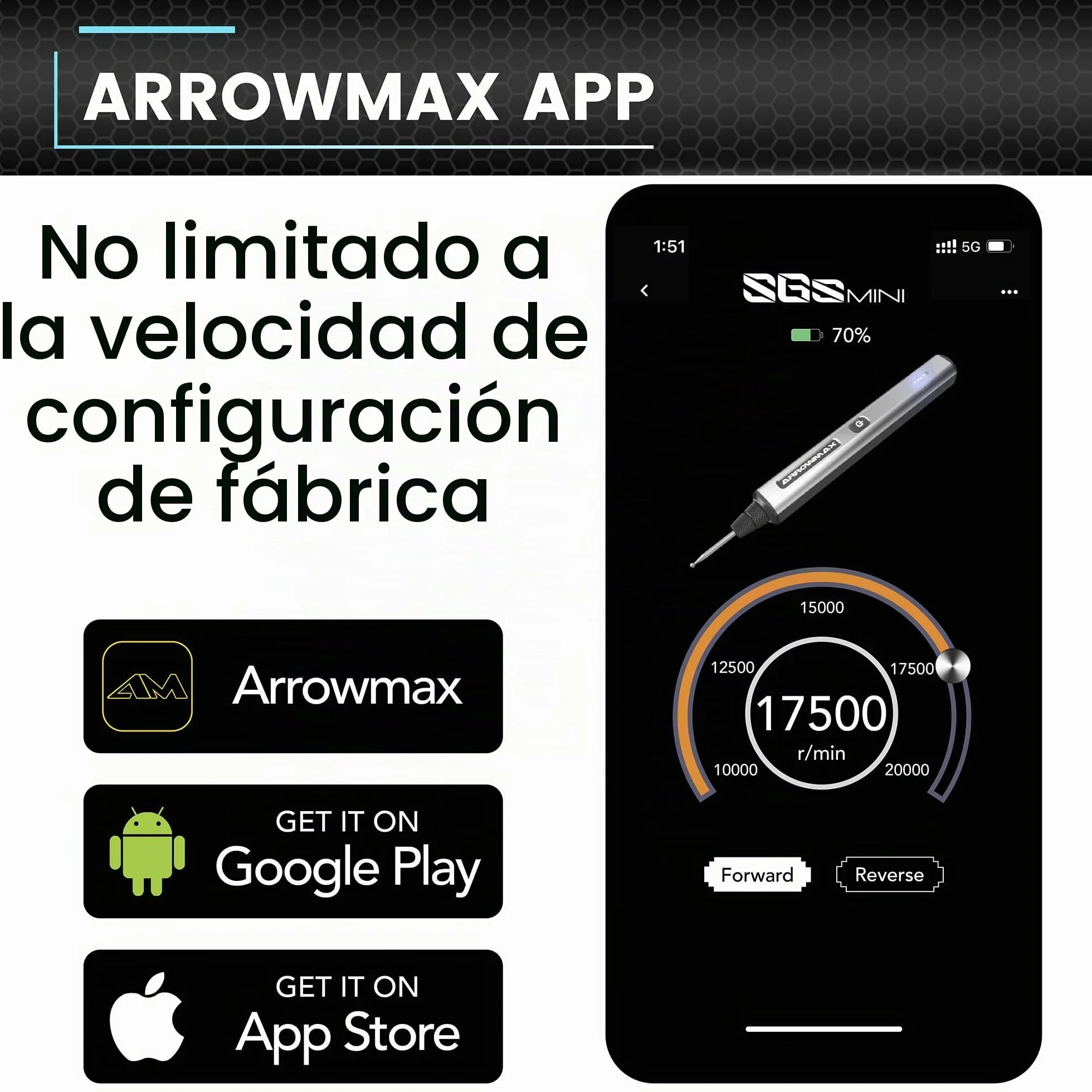 ARROWMAX Herramienta rotativa eléctrica inalámbrica, pluma de grabado con 36 bits, caja de aluminio, Bluetooth, aplicación, carga magnética inalámbrica, madera, vidrio, tallado (SGS MINI)
