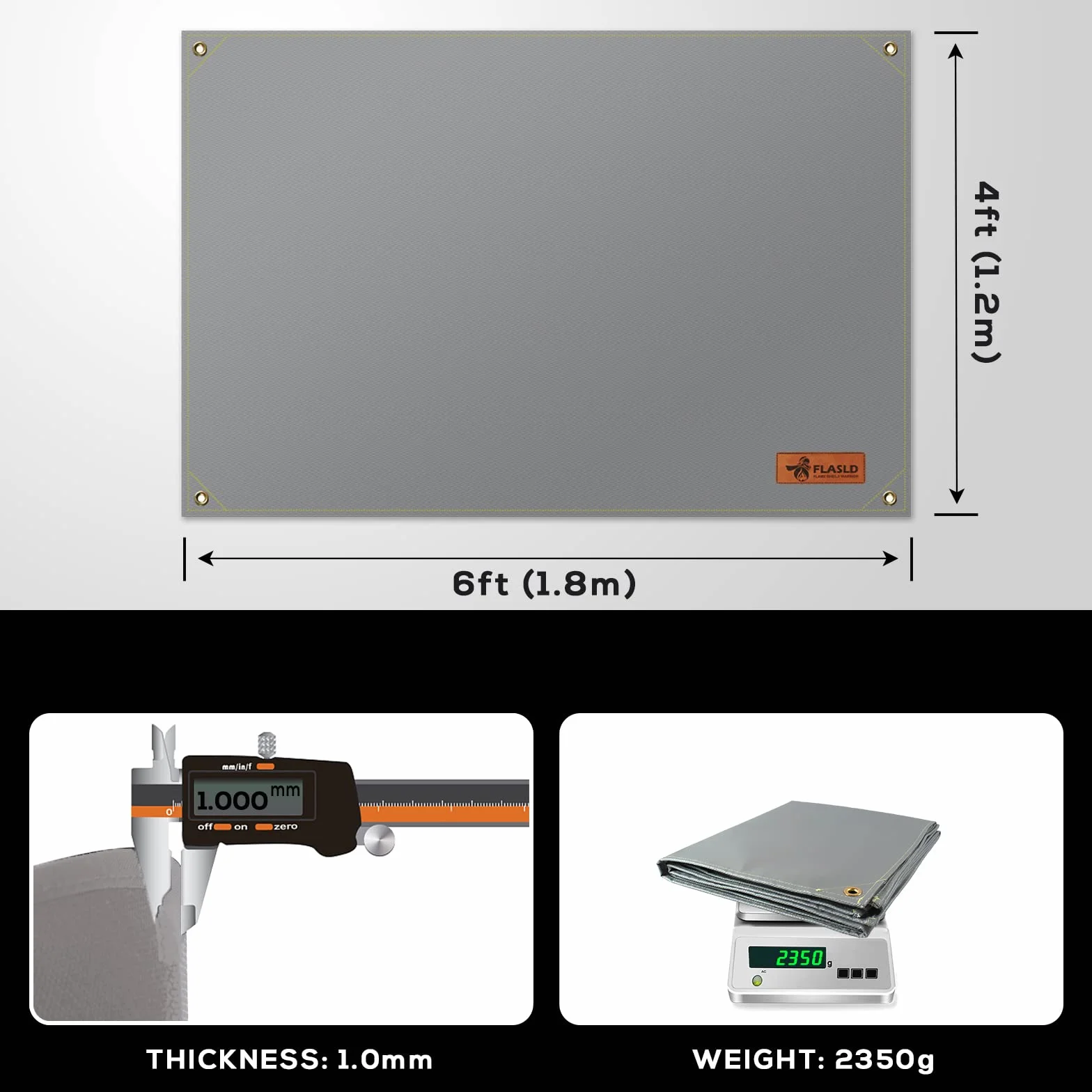 FLASLD Manta de Soldadura Resistente de 122 x 183 cm, Escudo de Soldadura de hasta 2000 °F, Manta térmica aislada para Uso Industrial, Camping, Fumadores y Parrillas