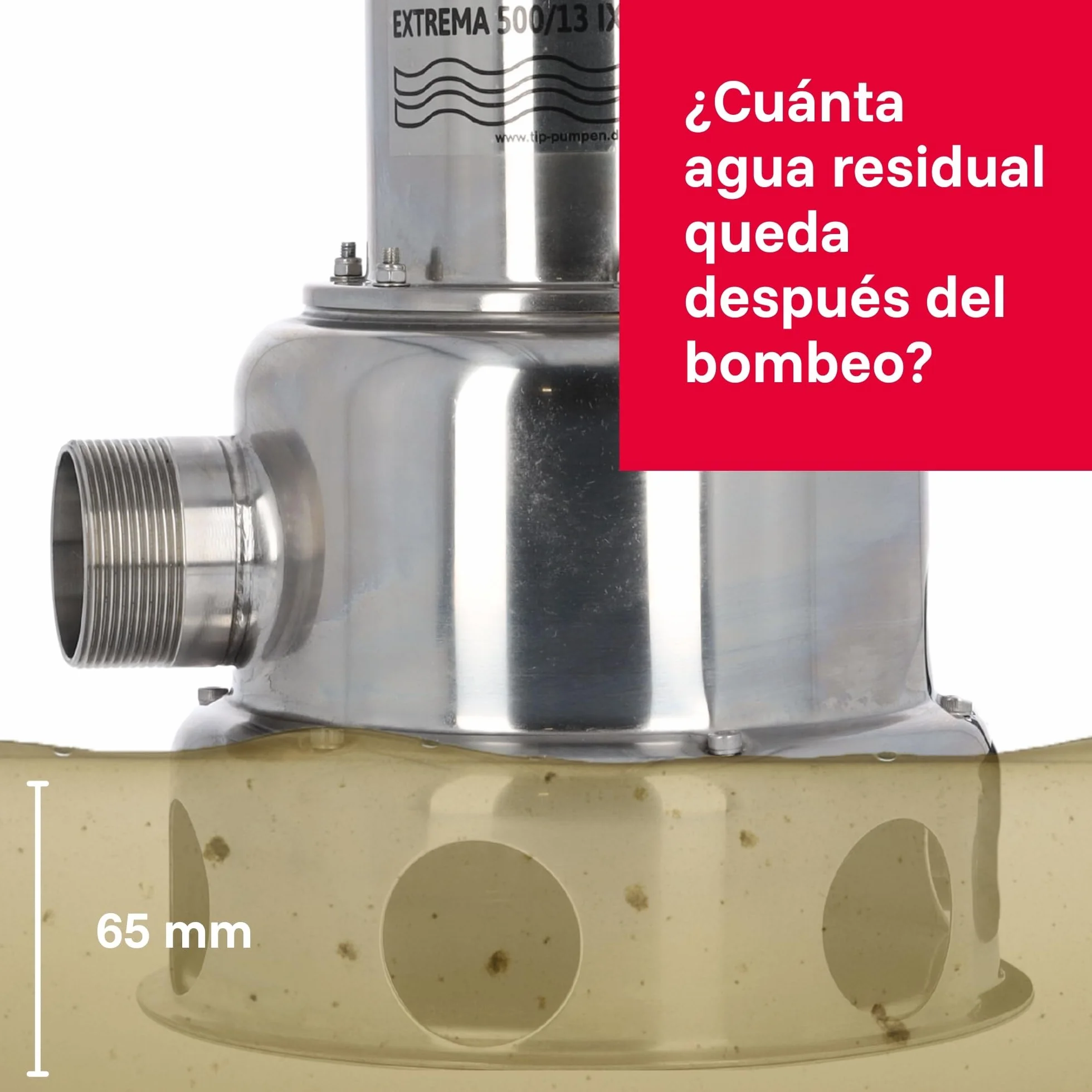 T.I.P. 30171 Bomba sumergible para aguas residuales Extrema 500/13 PRO de acero inoxidable 30 000 l/h
