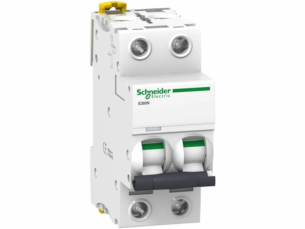 Schneider Electric A9F74270 Interruptor Automático Magnetotérmico iC60N, 2P, 0,5 A, Curva C, Blanco