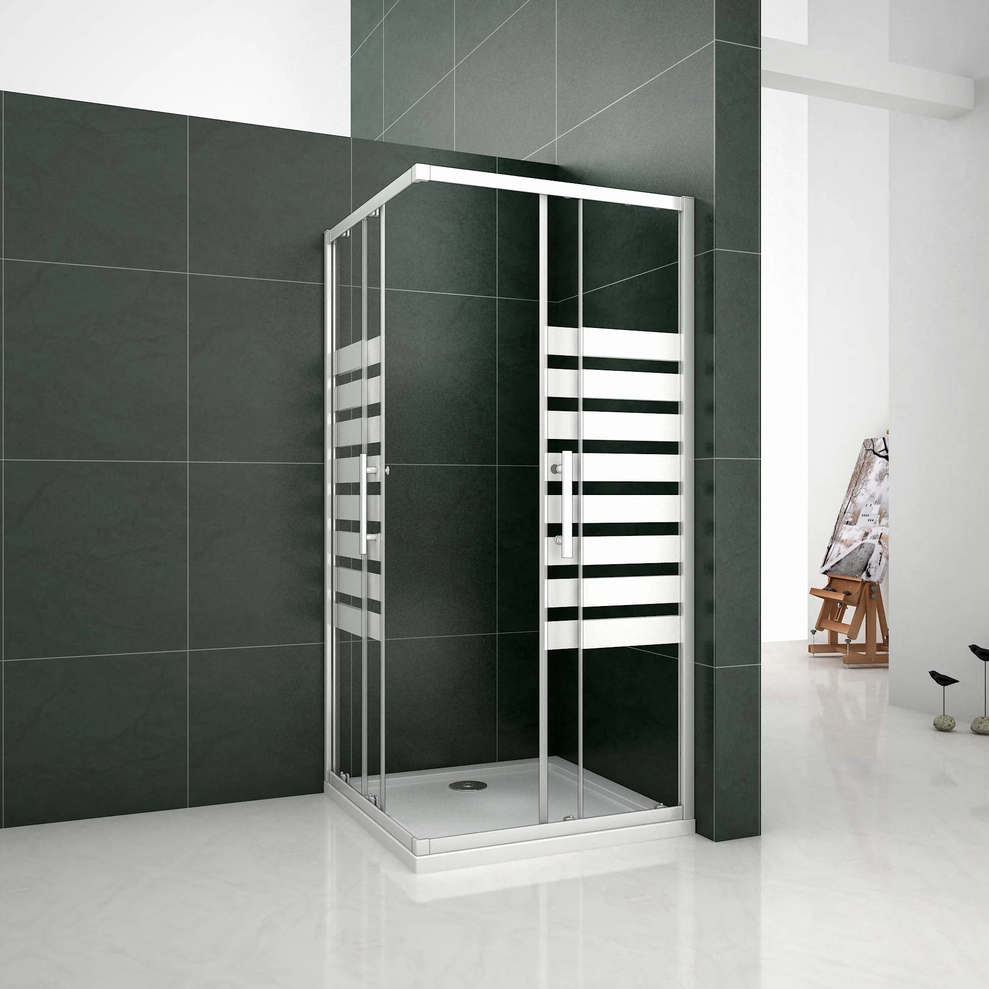 Mamparas Cabina de ducha con Puerta corredera de 8 ruedas vidrio templado 5MM 80x80x195cm