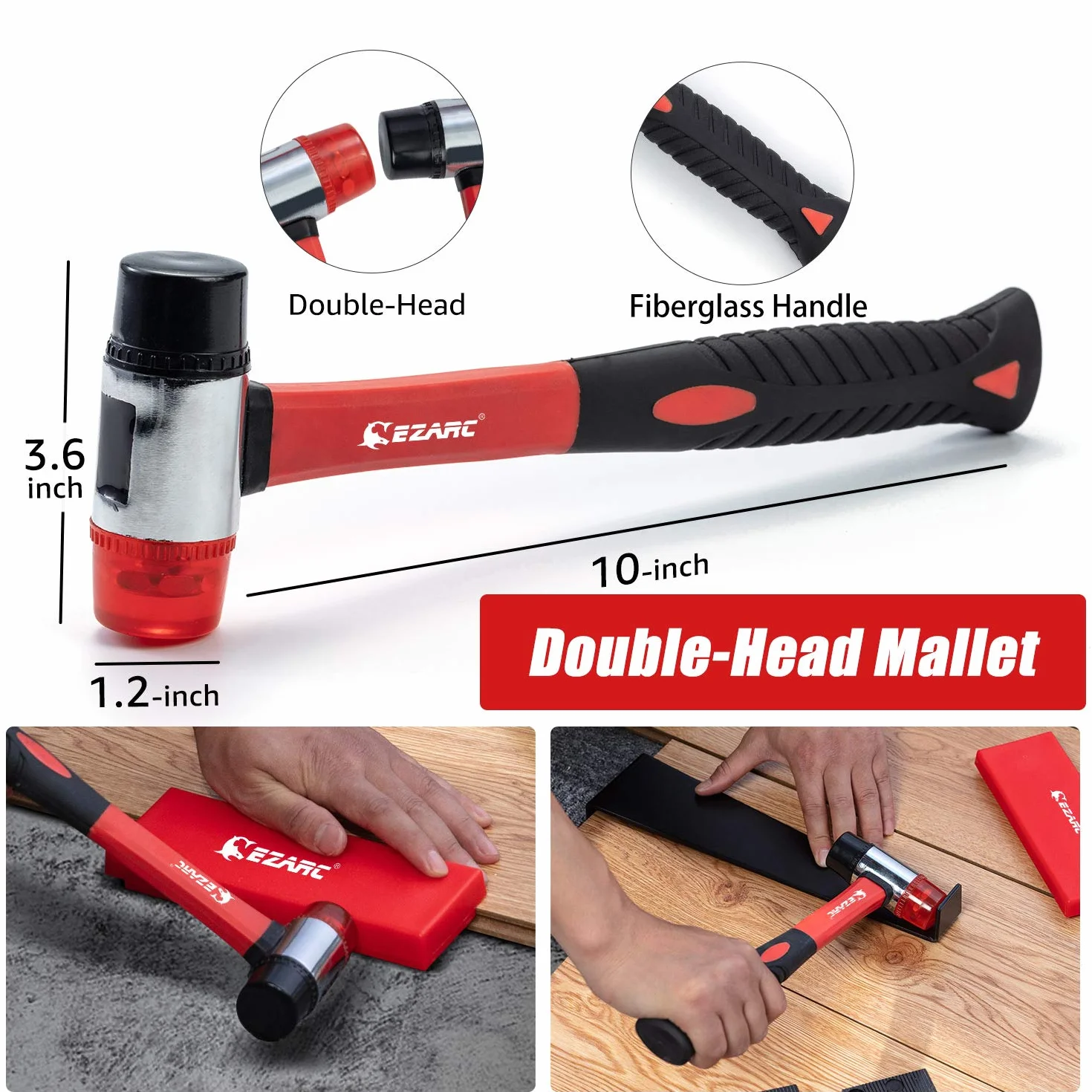 EZARC Kit de Suelo Laminado Instalación Madera con Martillo de Goma de Doble Cara, Rodilleras de Espuma, Bloque de Impacto, Barra de Tracción, 60 Espaciadores