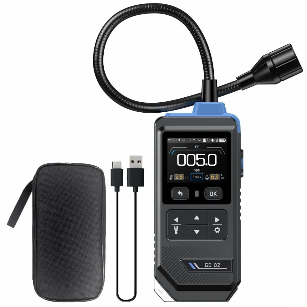 Detector de fugas de gas GD-02 para metano, propano butano, sensor de 50000 ppm con alarma para uso doméstico de seguridad industrial HVAC