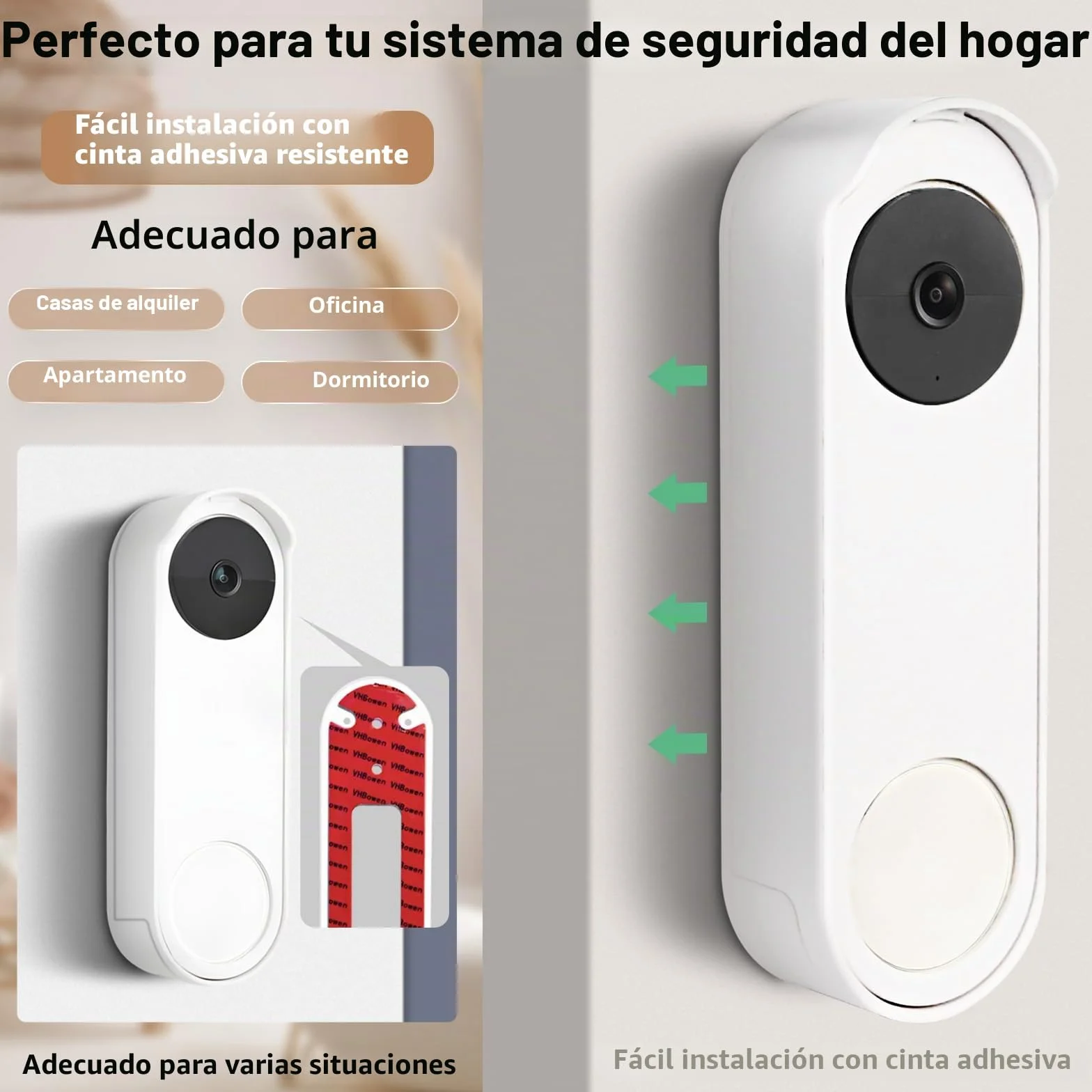 Soporte antirrobo para timbre de puerta sin taladro, compatible con Google Nest Doorbell (batería), soporte de puerta de video para apartamento, hogar, inquilinos, no necesita herramientas y protege
