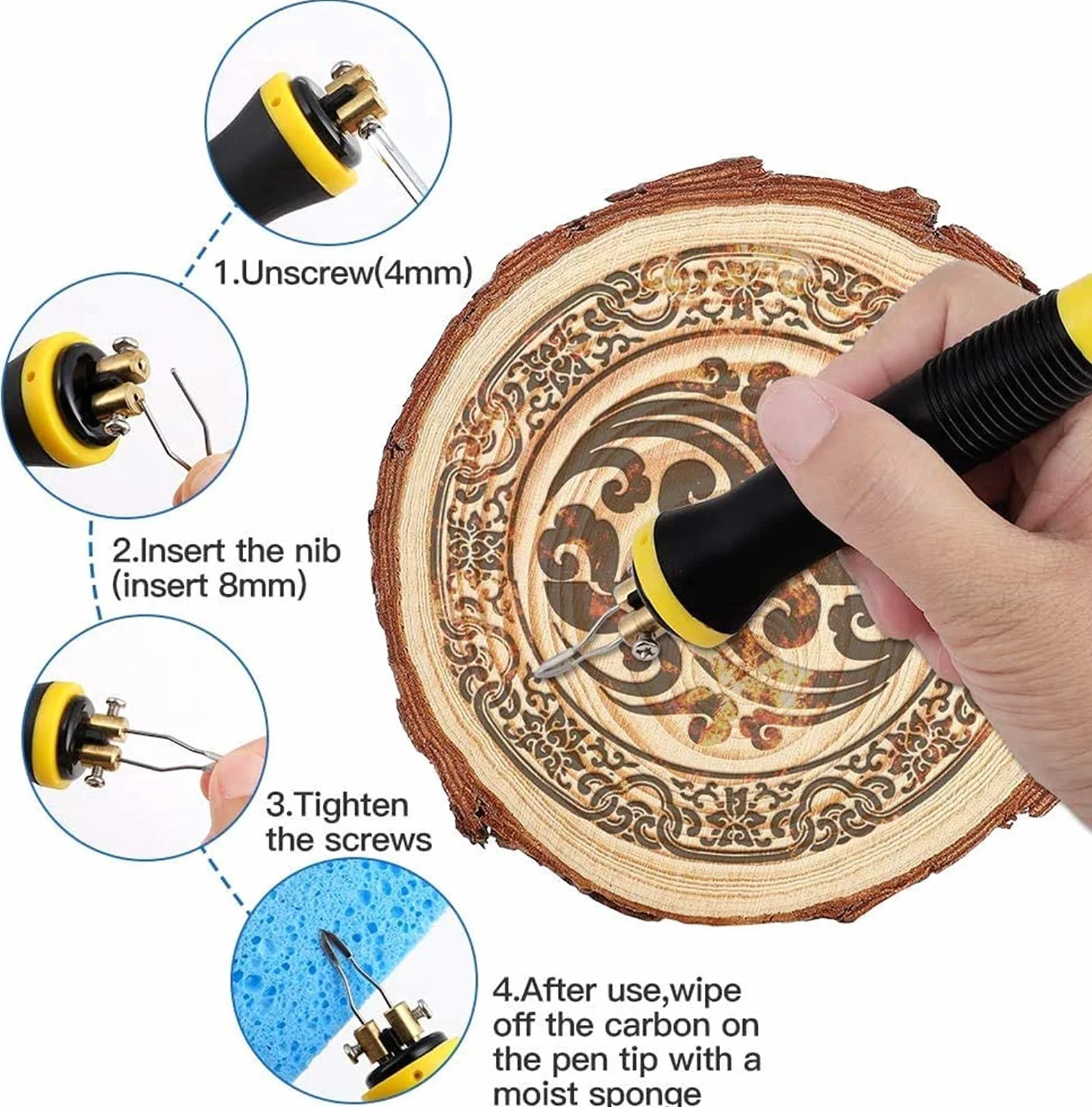 Kit Pirograbador de Madera, Temperatura Regulable, Soldador Profesional para Madera, Cuero, Grabado (60W, 2 bolígrafos,23 puntas de alambre de pirograbado,doble puerto,Pantalla digital de temperatura)