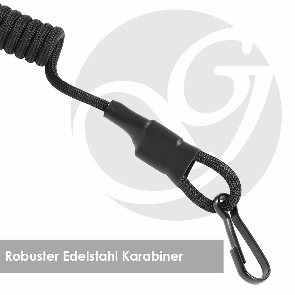 Lanyard elástico con cable espiral, mosquetón y funda de paracord, soporte RSG, verde oliva, 48-150 cm, 4 mm