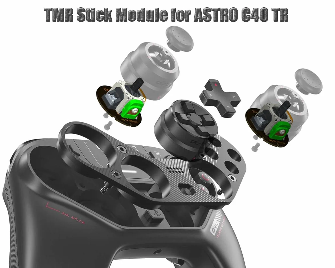ElecGear 2 joystick TMR de repuesto para controlador Astro C40 TR, módulo soldado de montaje de PCB con barra de control electromagnética TMR de repuesto para palo analógico